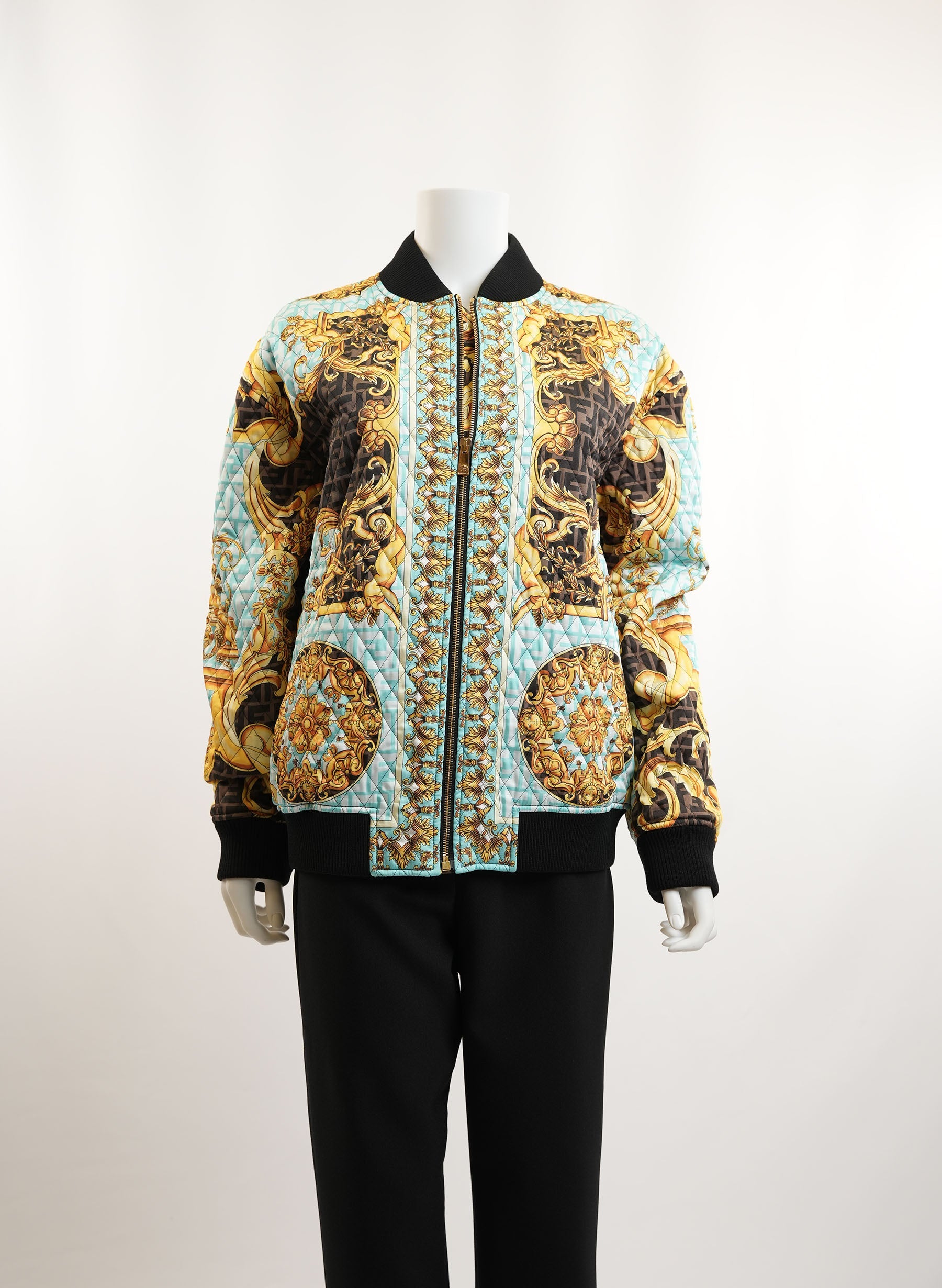 Versace x Fendi Baroque Zucca Monogram Quilted Jacket