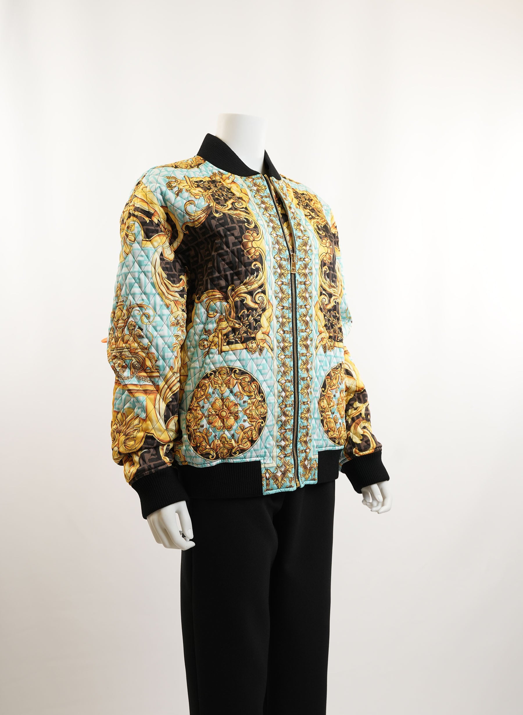 Versace x Fendi Baroque Zucca Monogram Quilted Jacket