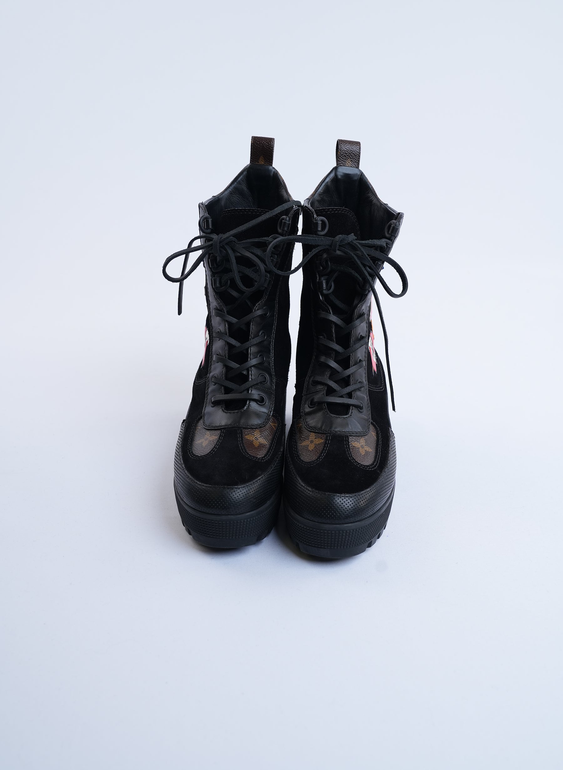 Louis Vuitton LV Monogram Suede Combat Boots