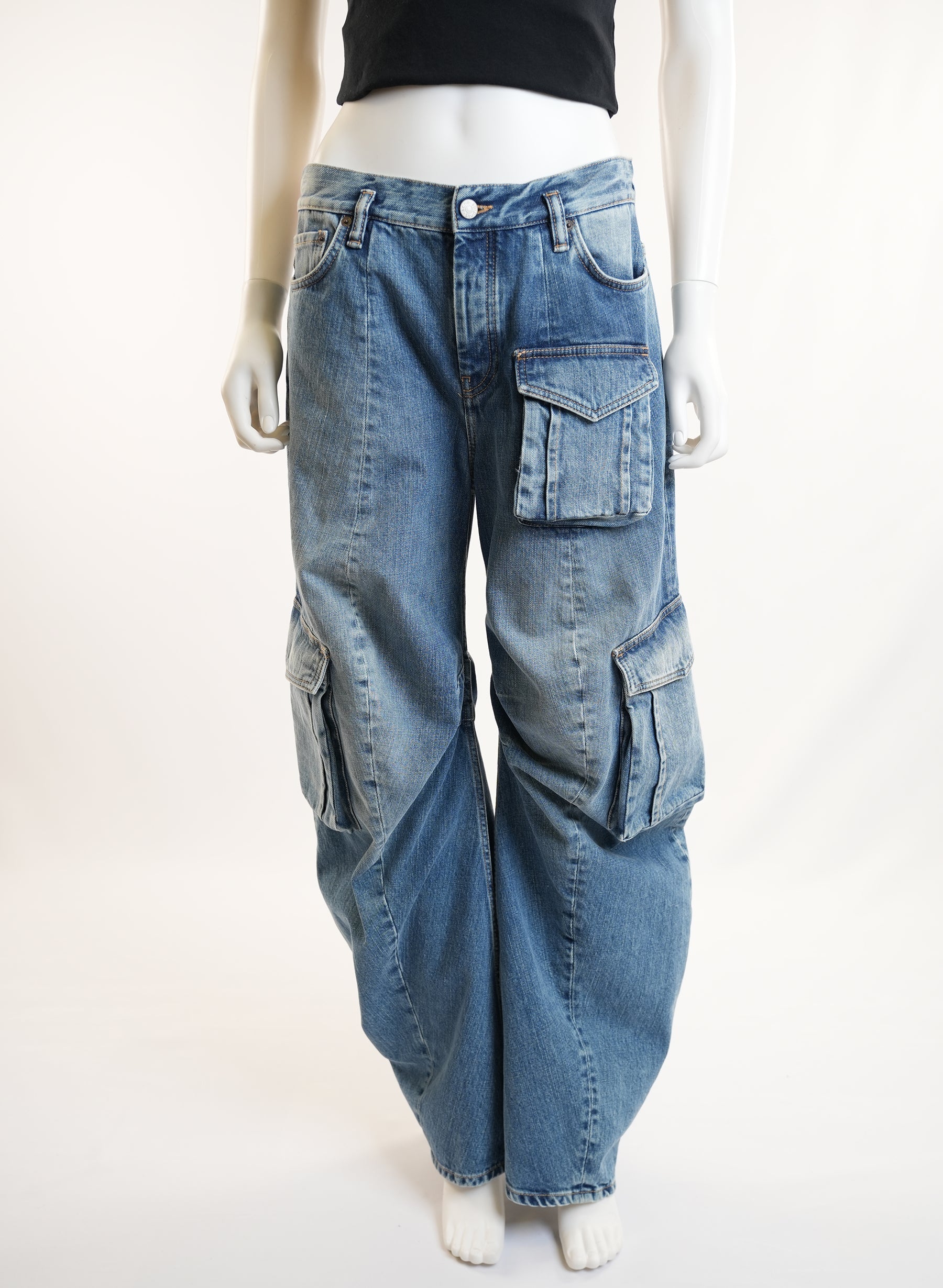 Acne Studios Blue Cargo Barrel-Leg Jeans