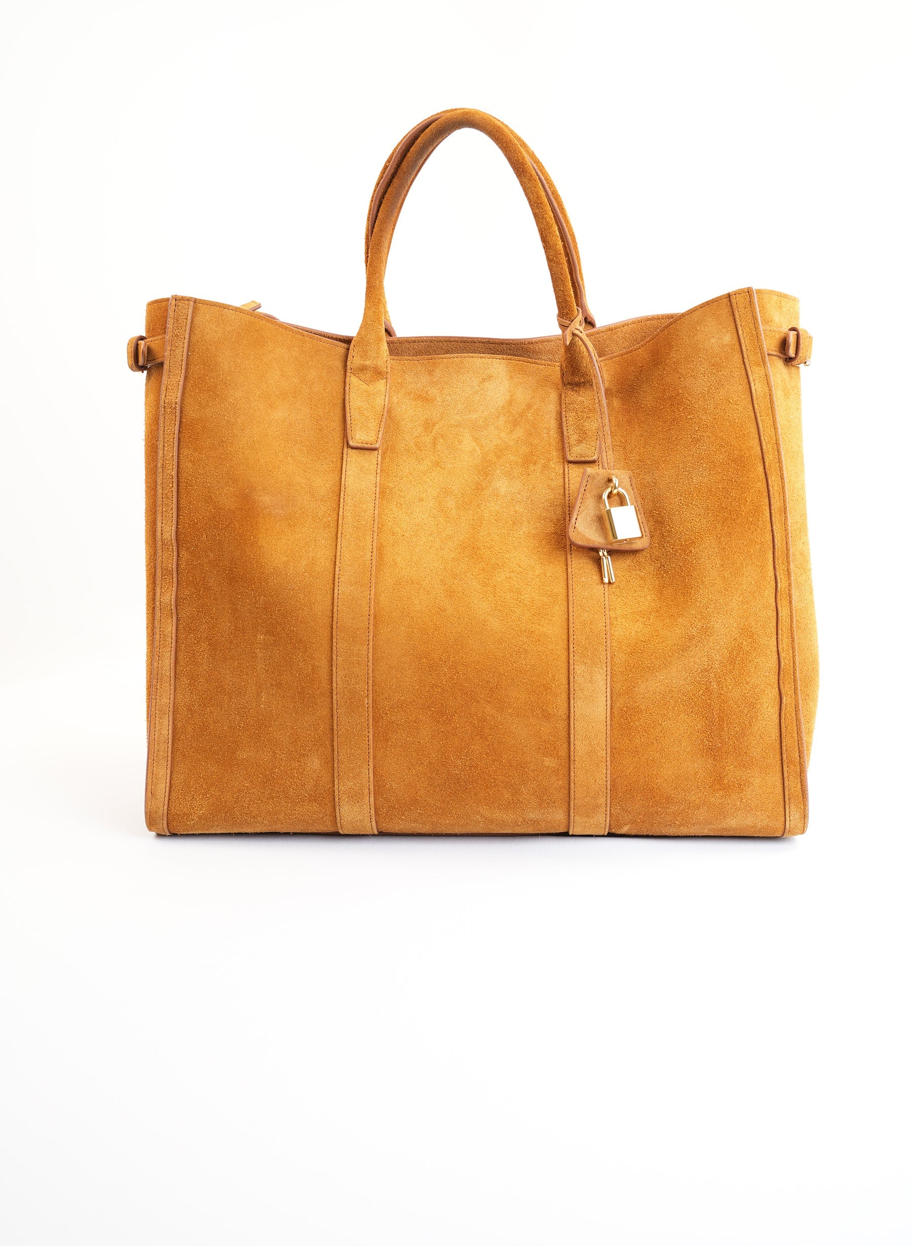 Celine Large Camel Pecan Suede Cabas Handbag