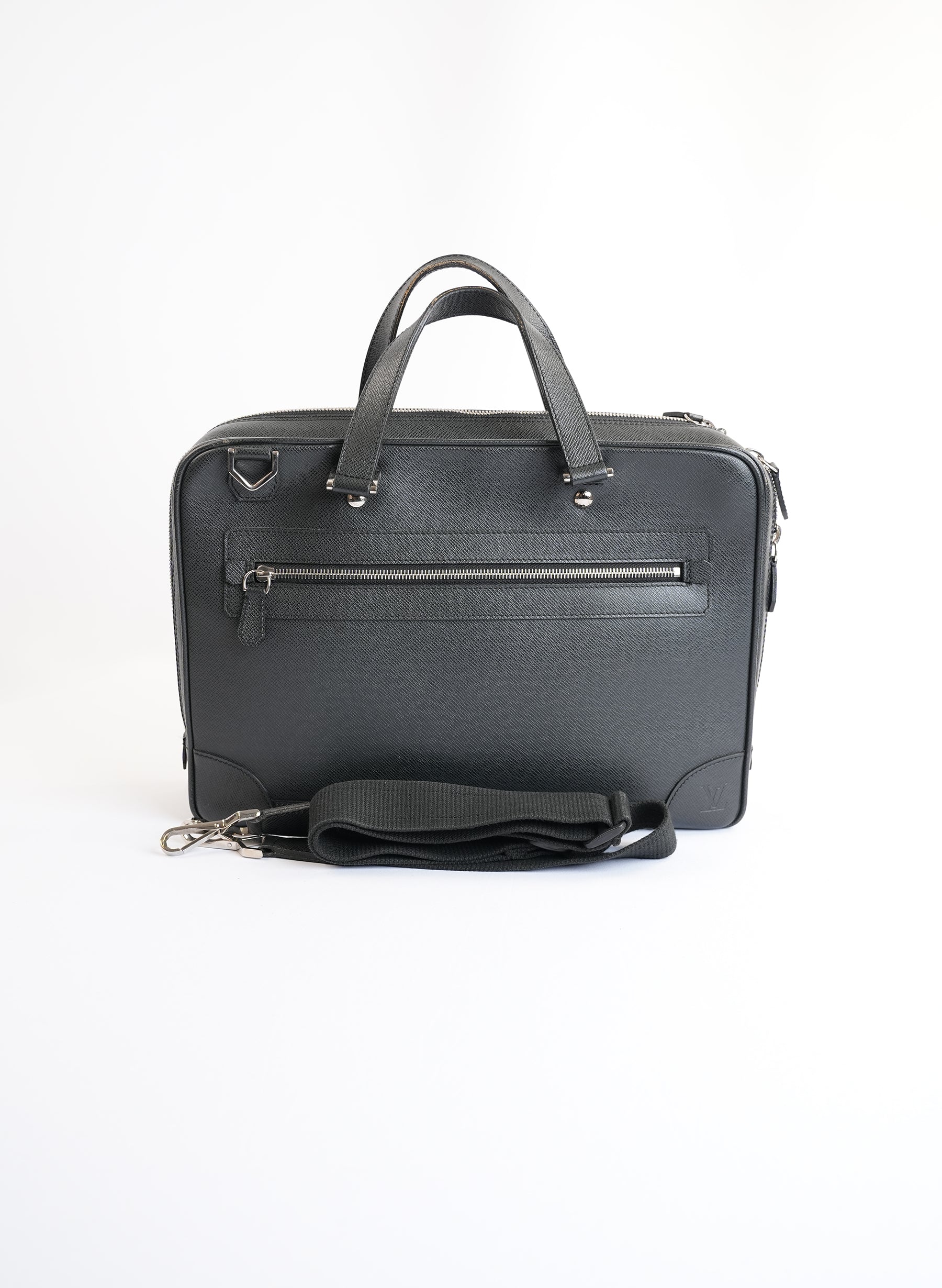 Louis Vuitton Taiga Alexander Black Leather Briefcase
