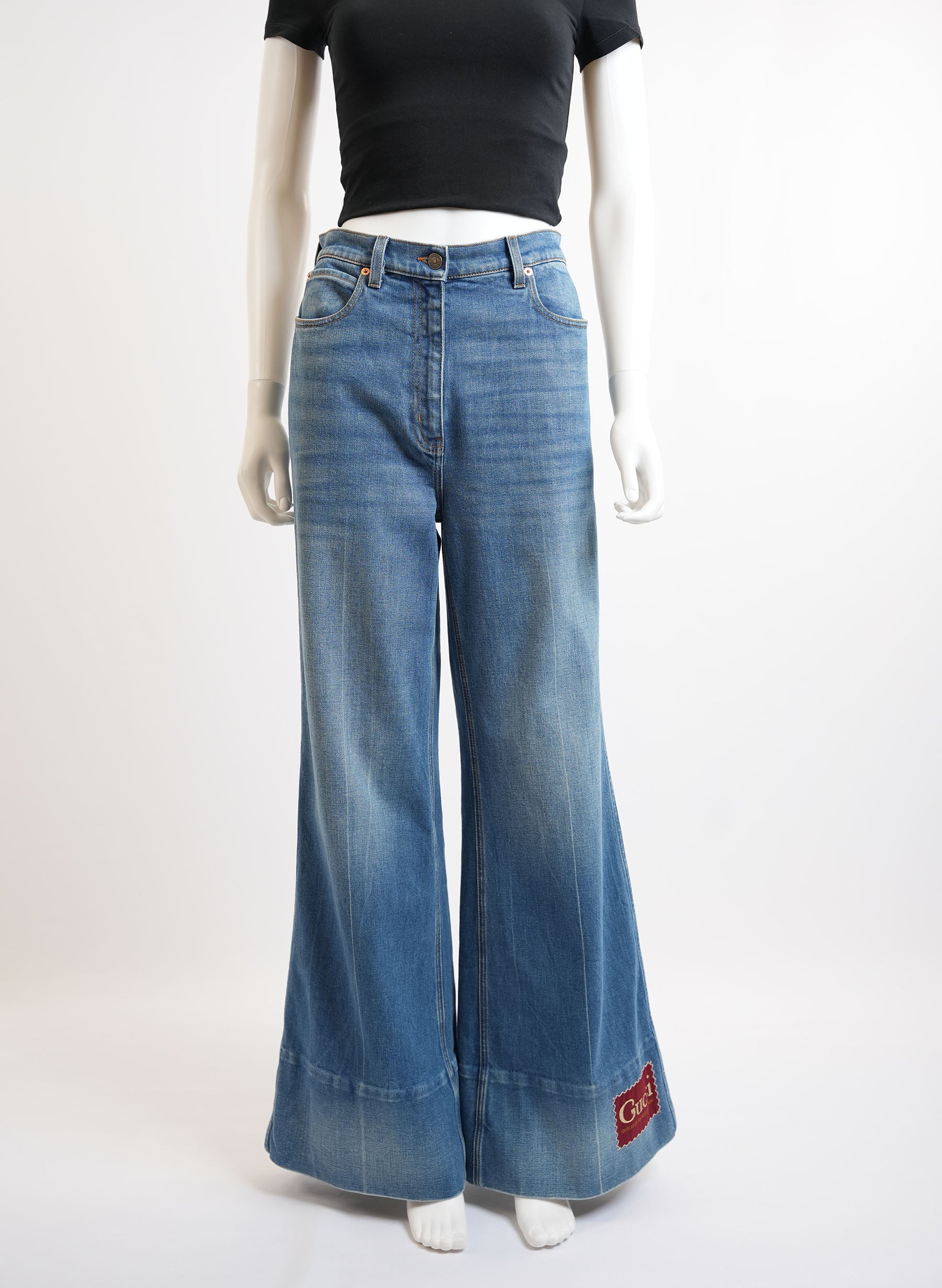 Jean évasé à logo Gucci