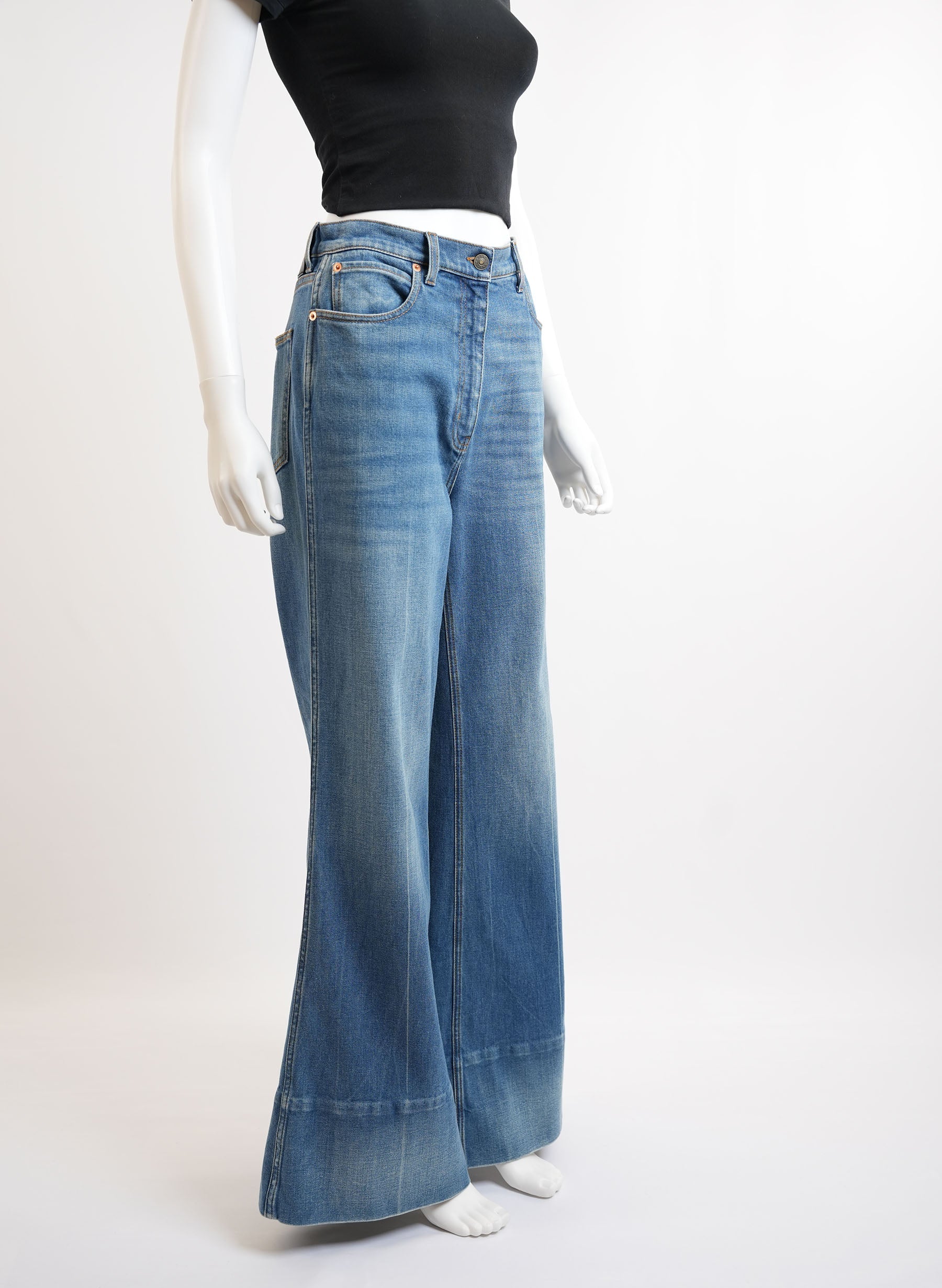 Jean évasé à logo Gucci