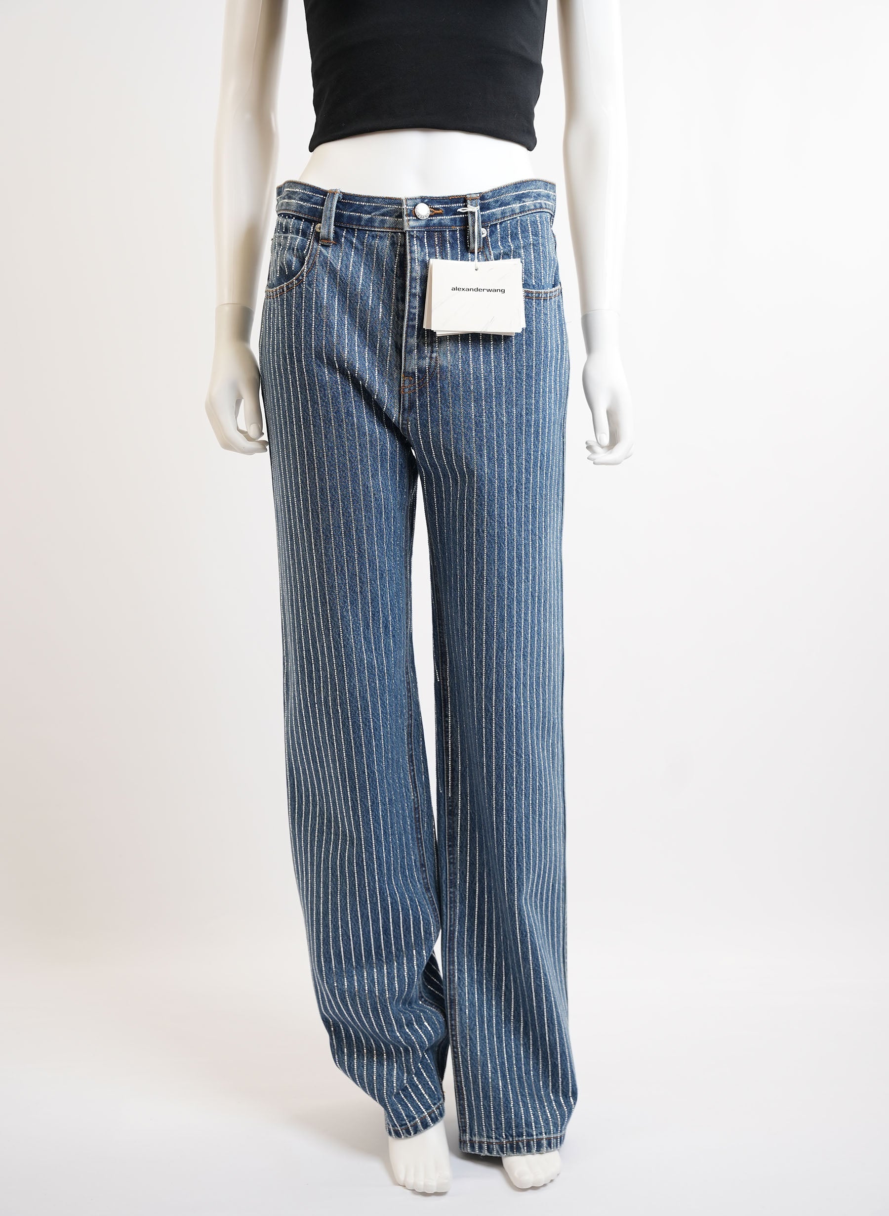 Alexander Wang Crystal Stripe Skater Jeans