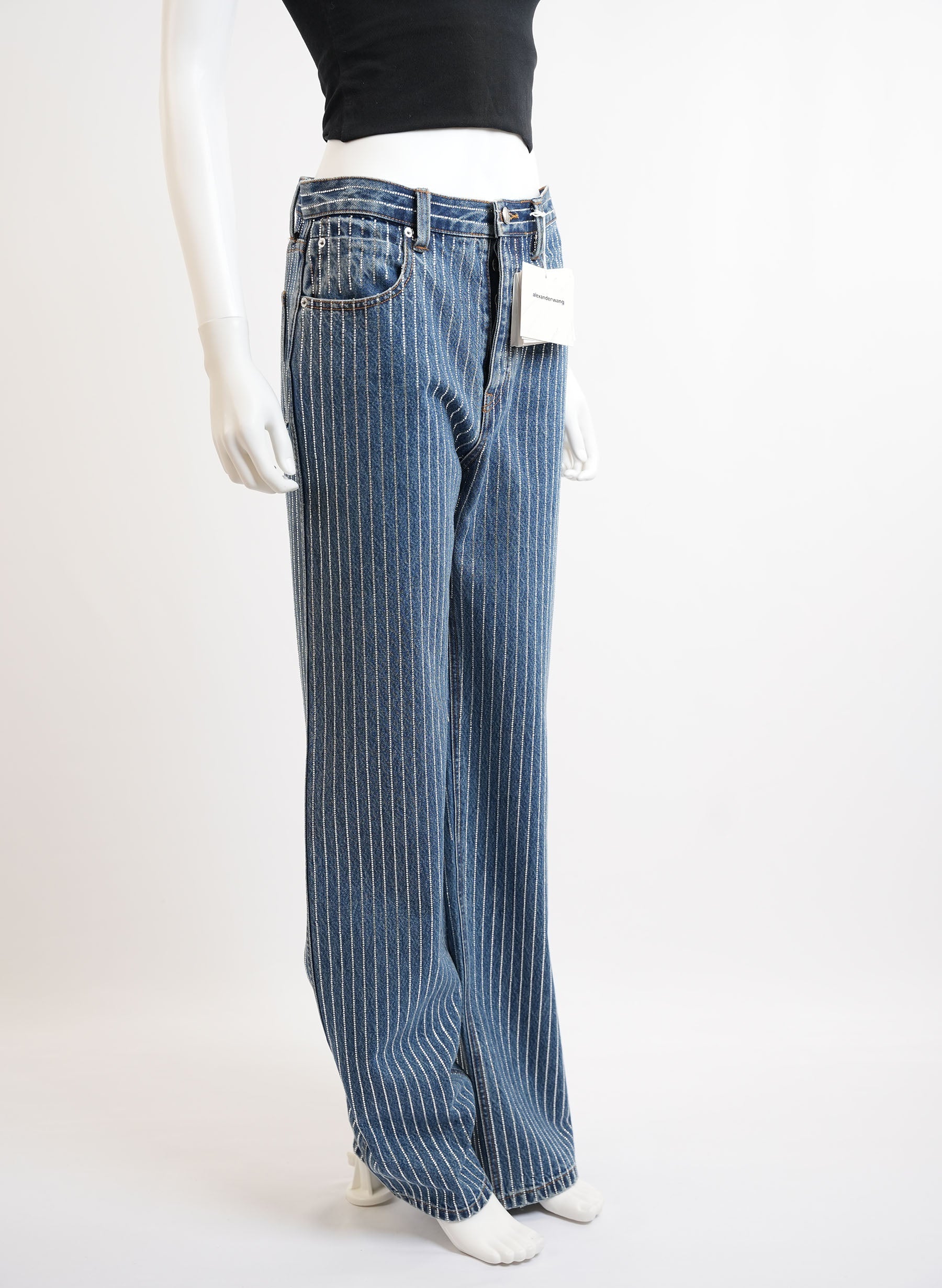 Alexander Wang Crystal Stripe Skater Jeans