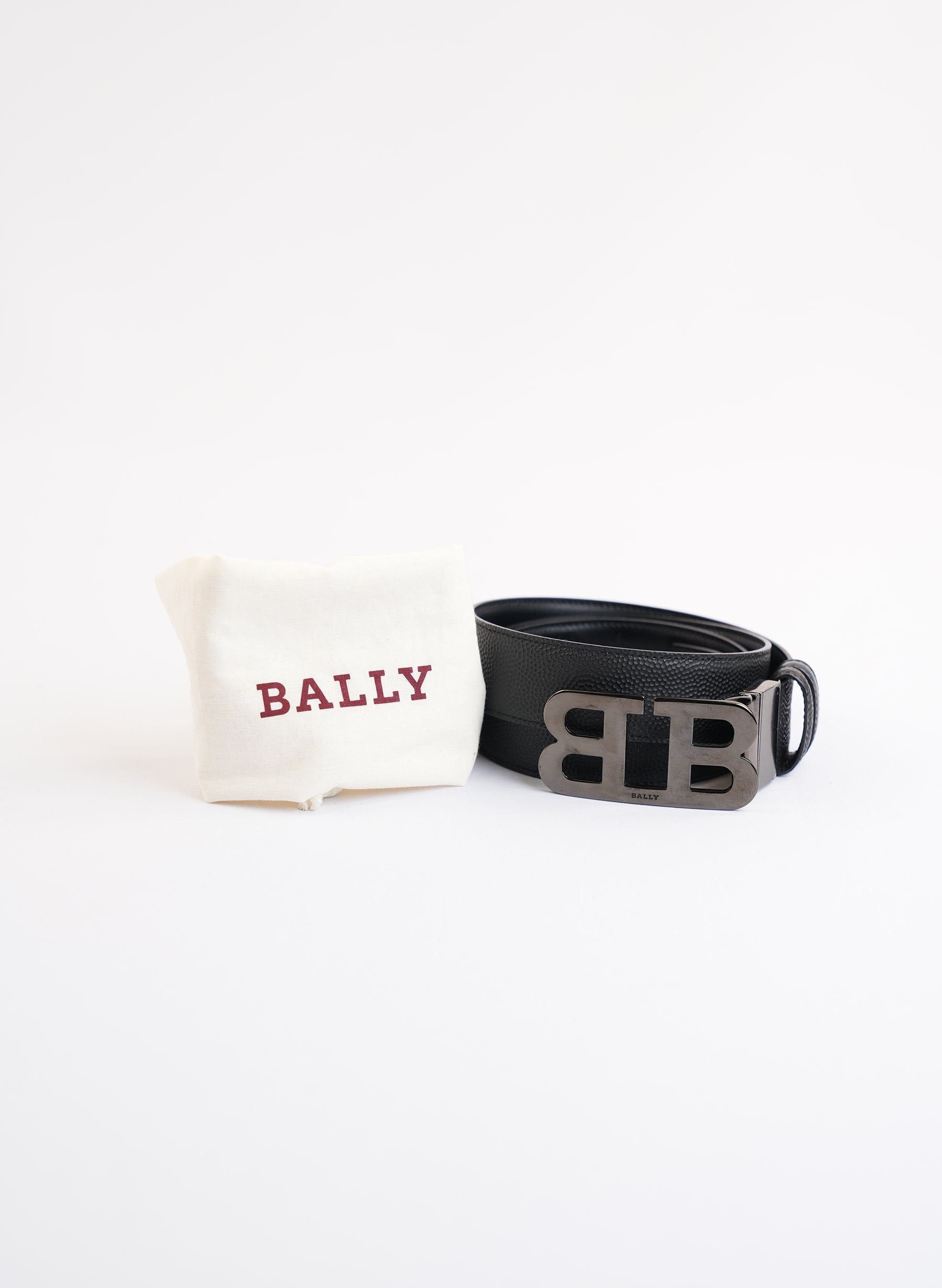 Bally Reversible Mirror Black Leather Belt