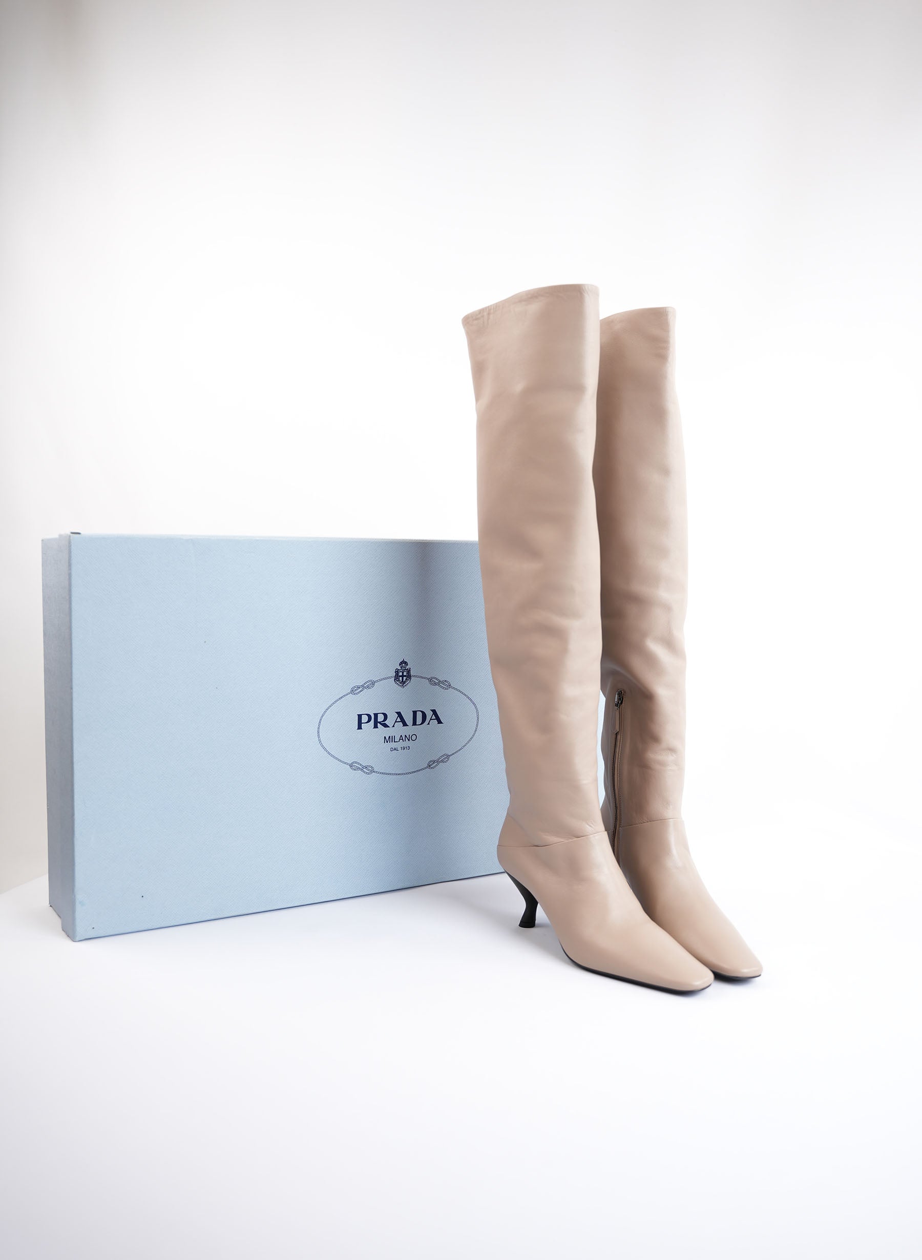 Prada Knee Length Leather Boots
