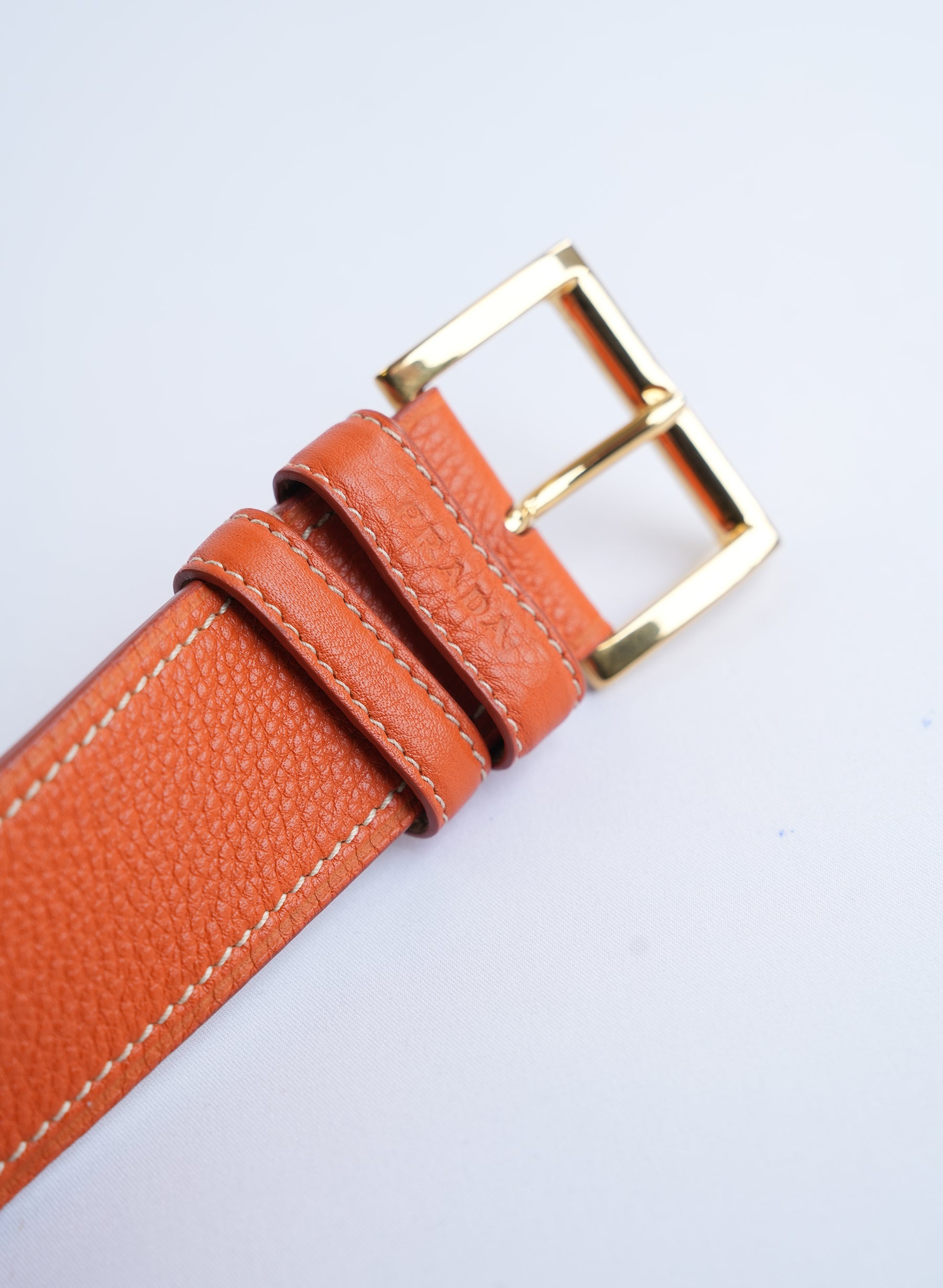 Prada Orange Saffiano Leather Belt