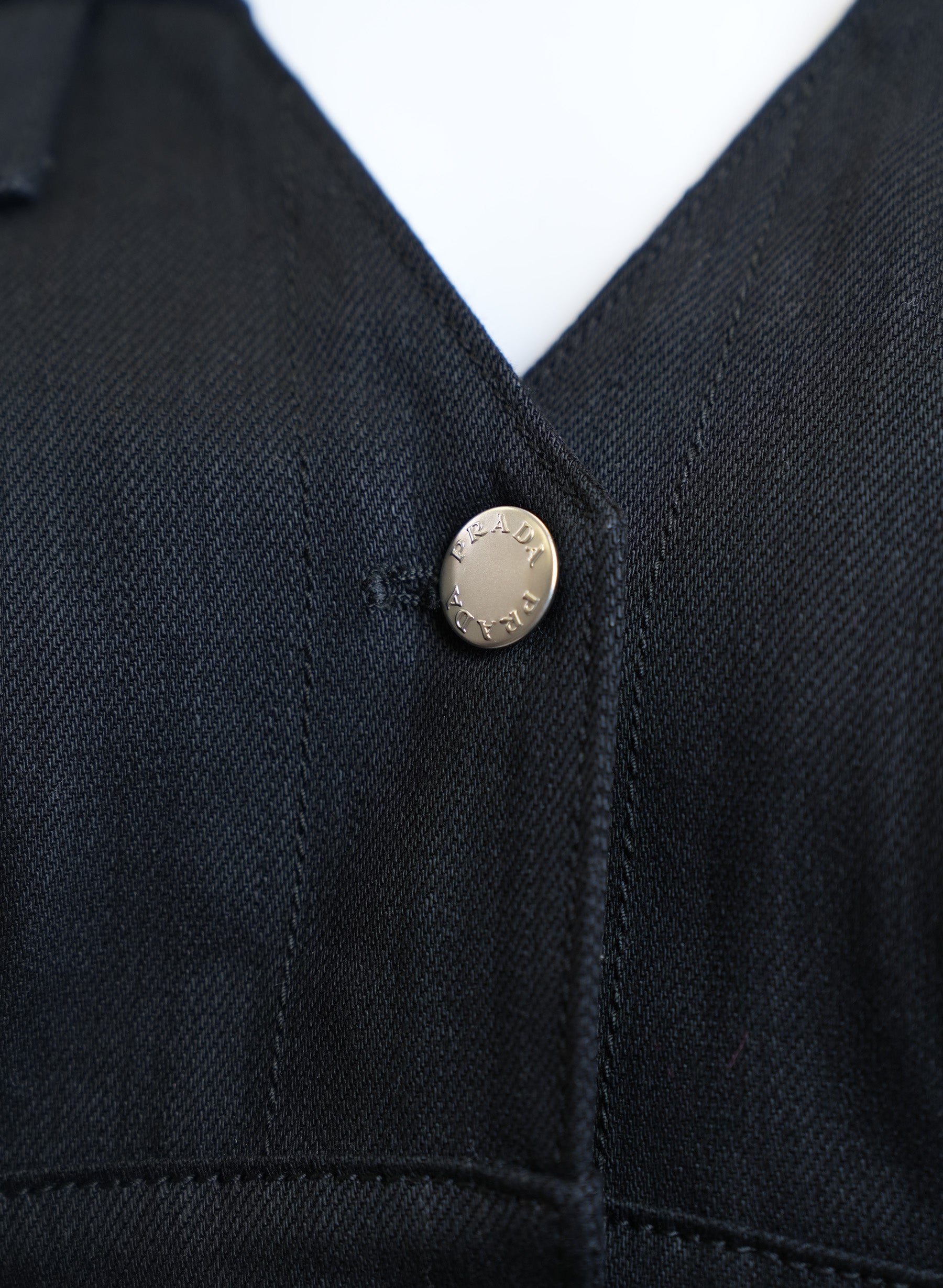 Prada Logo Cropped Denim Vest