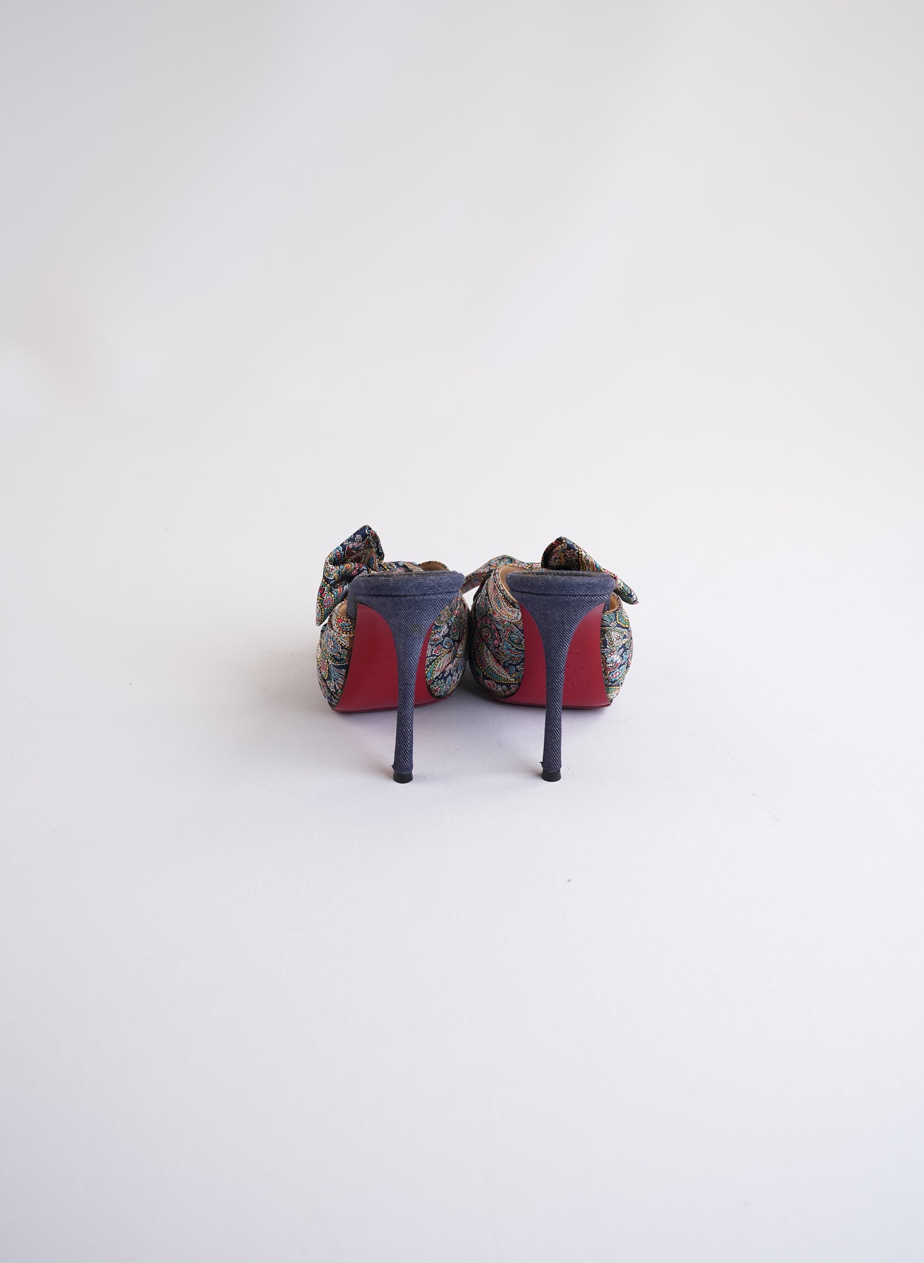 Christian Louboutin Satin Bow Red Sole 5-Inch Heel Mules
