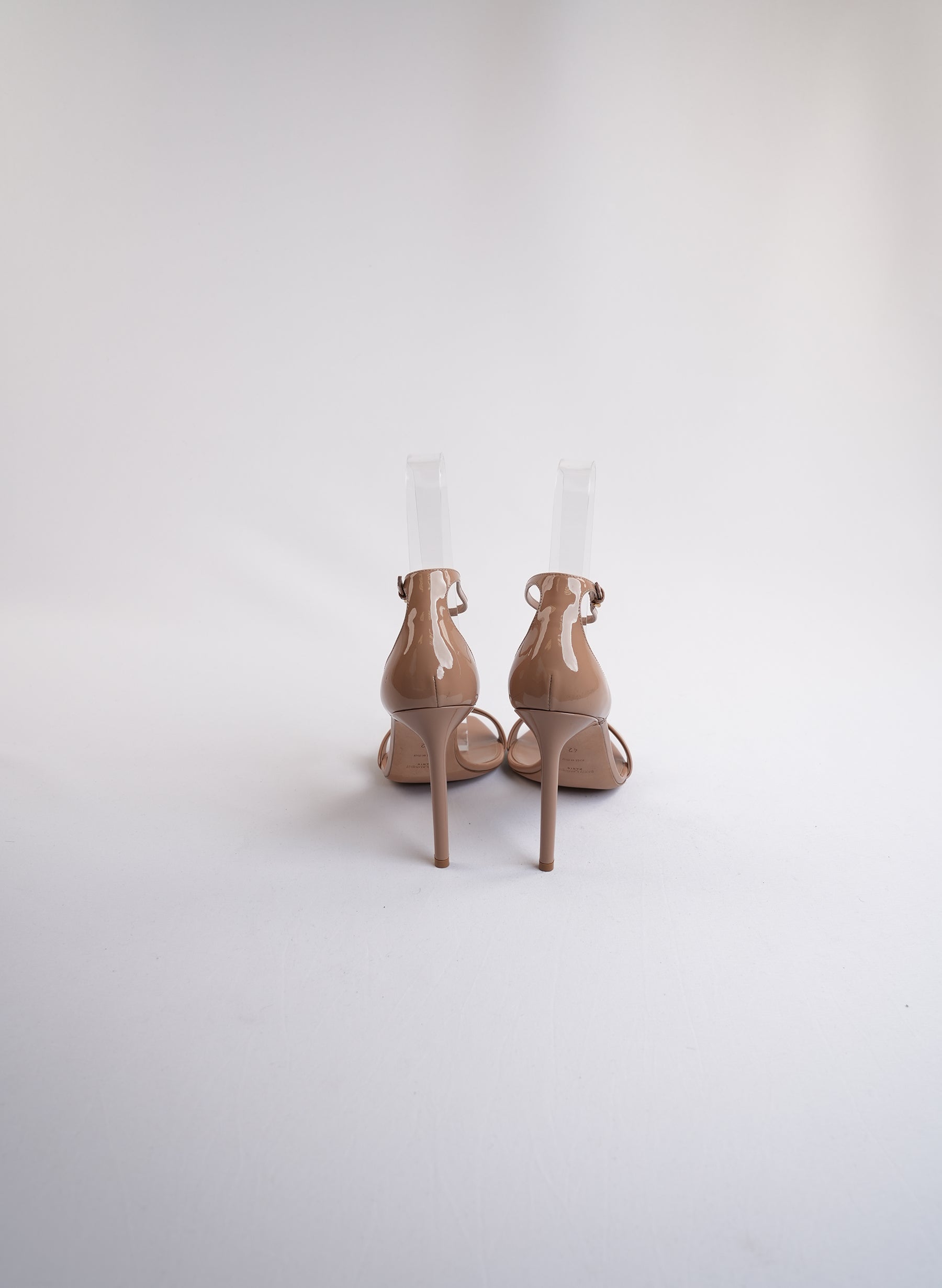 Saint Laurent Nude Patent Leather Sandals 5-Inch Heel