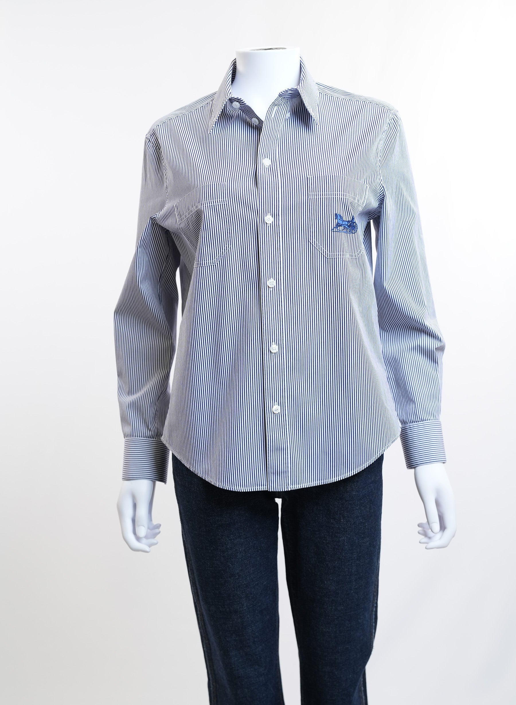 Celine Striped Long Sleeve Button Up