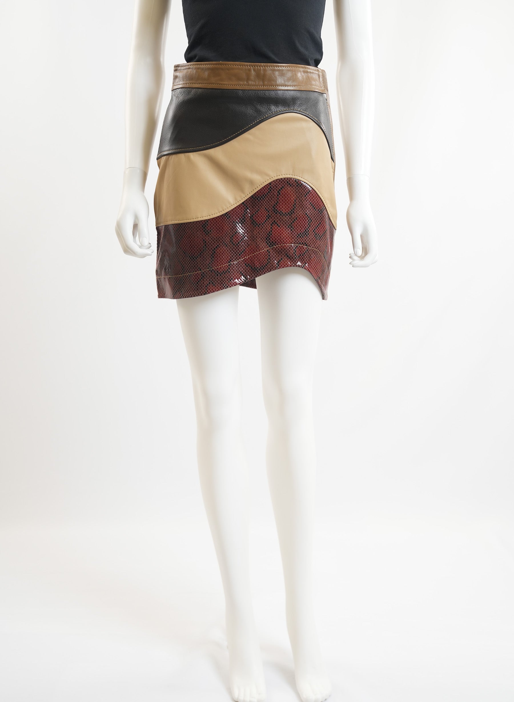 Ganni Patchwork Leather Skirt