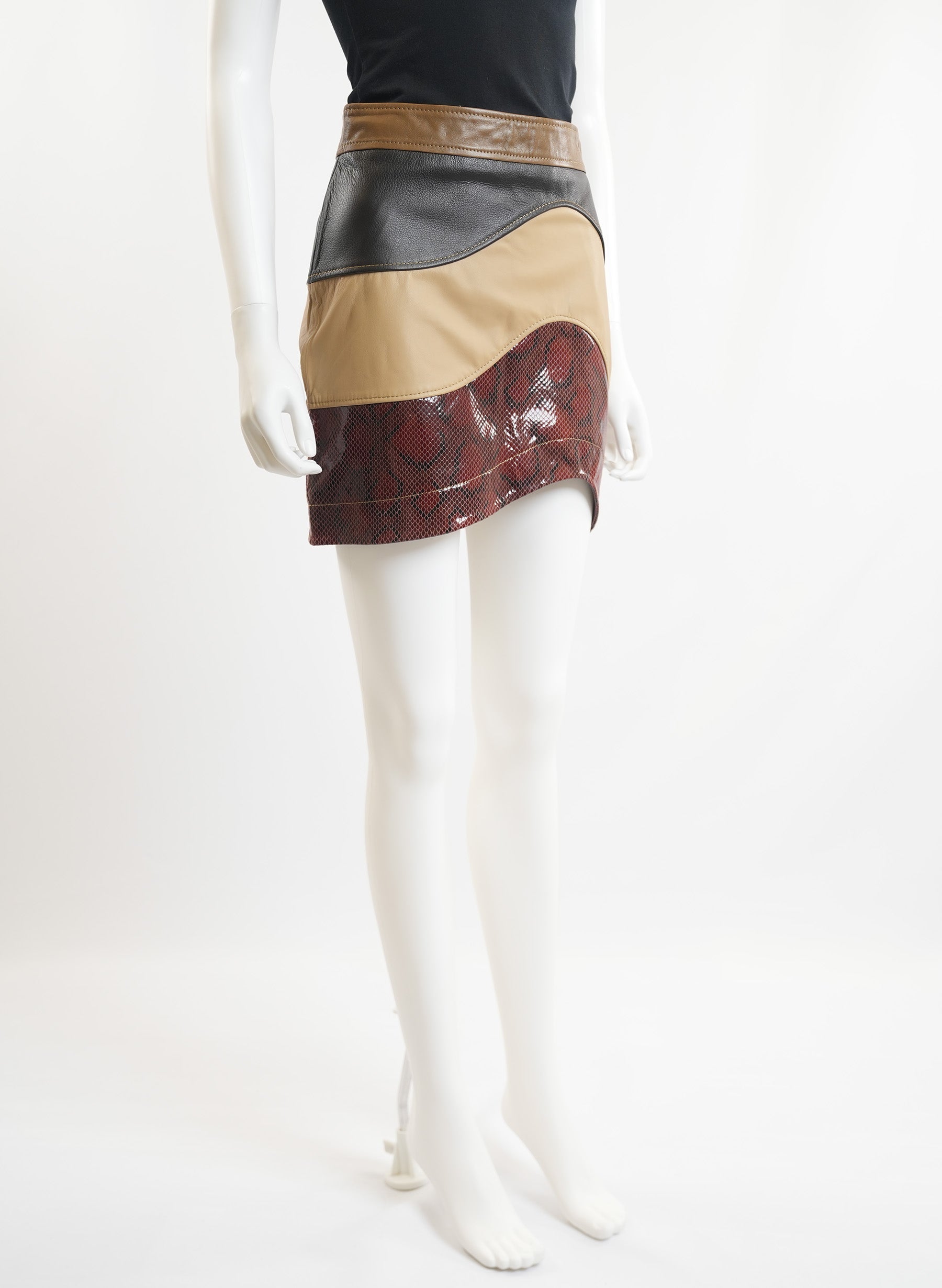 Ganni Patchwork Leather Skirt