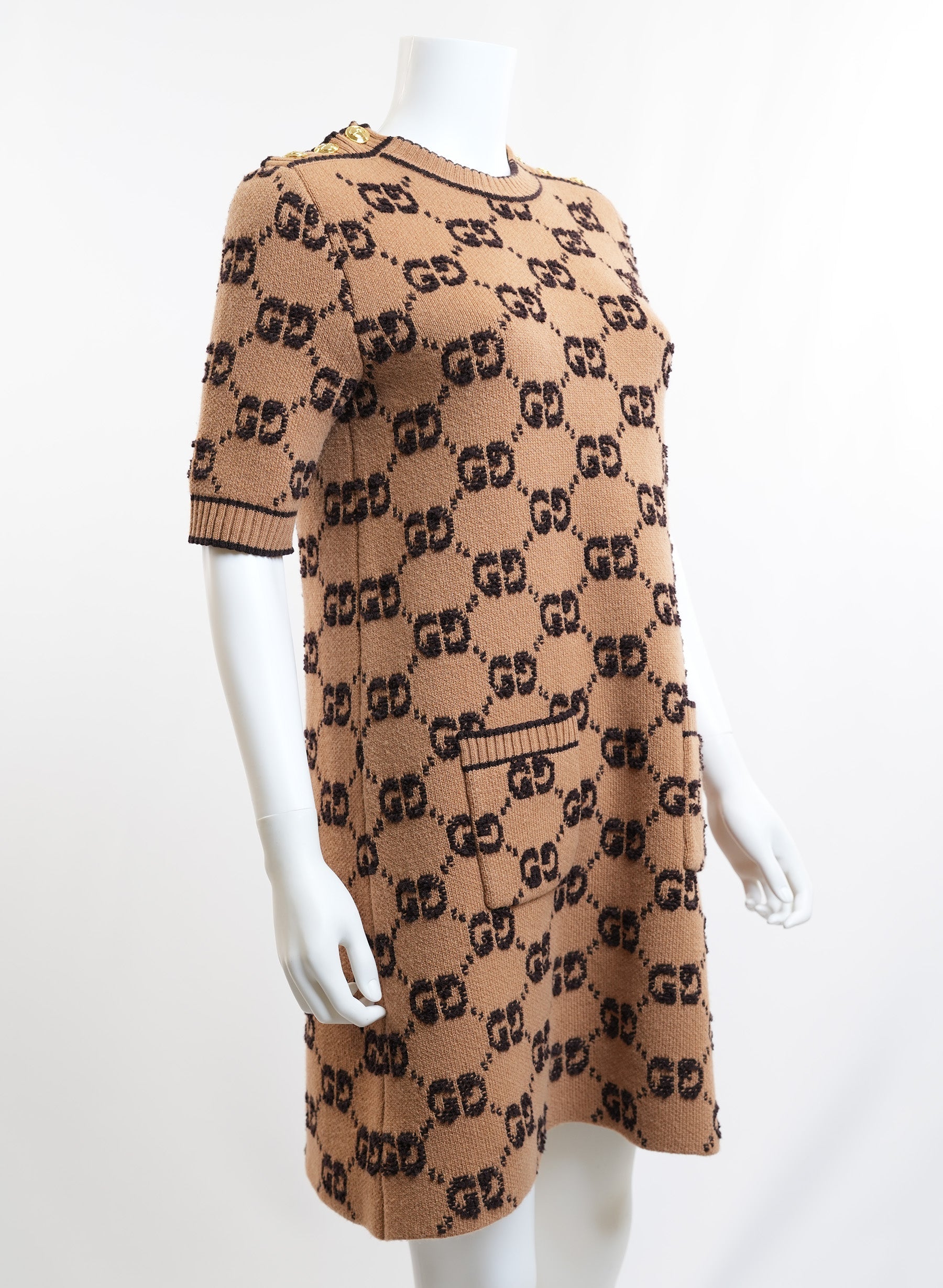 Gucci GG Wool Boucle Jacquard Sweater Dress