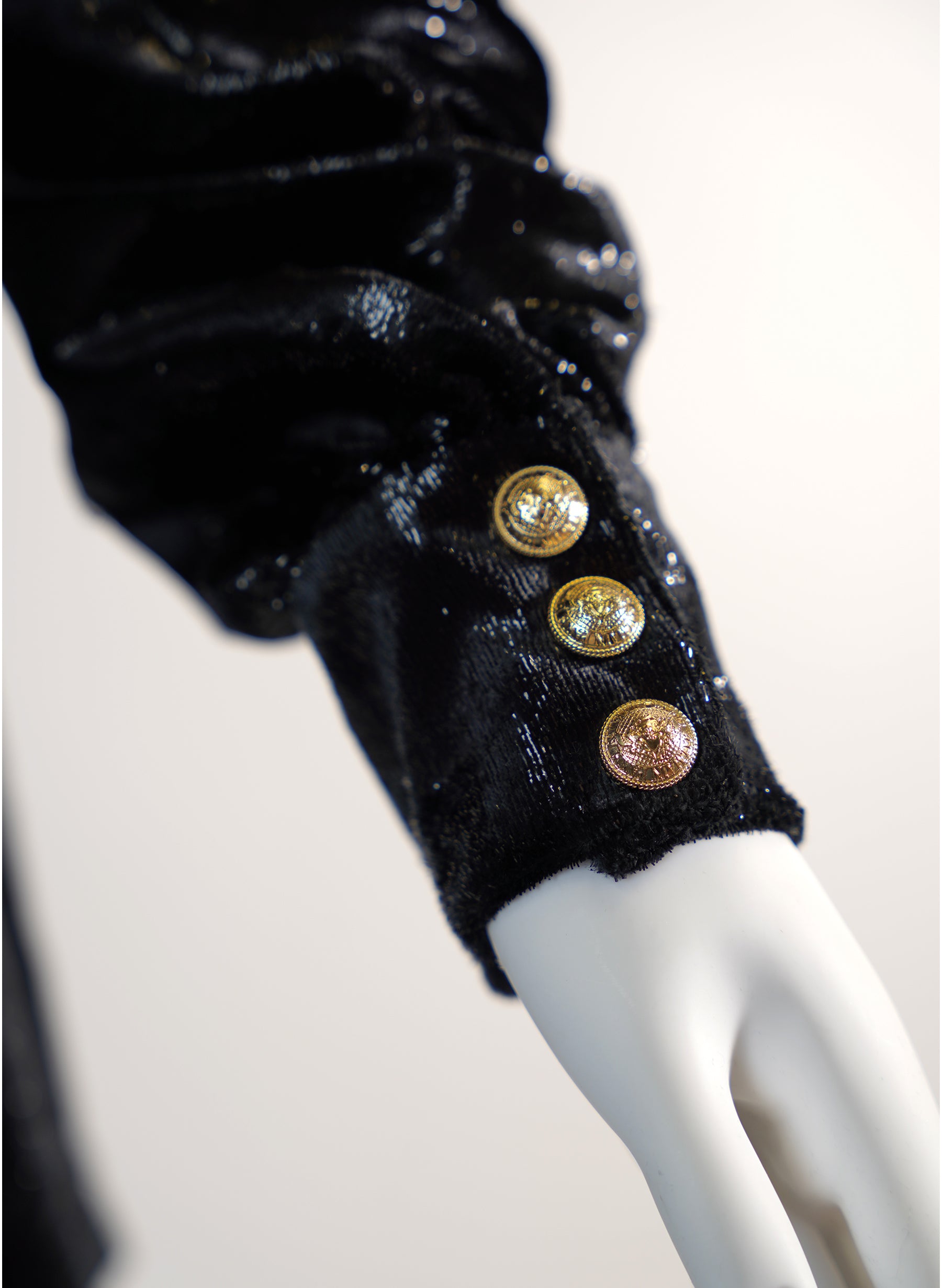 Robe courte Balmain en velours à manches longues et col en V