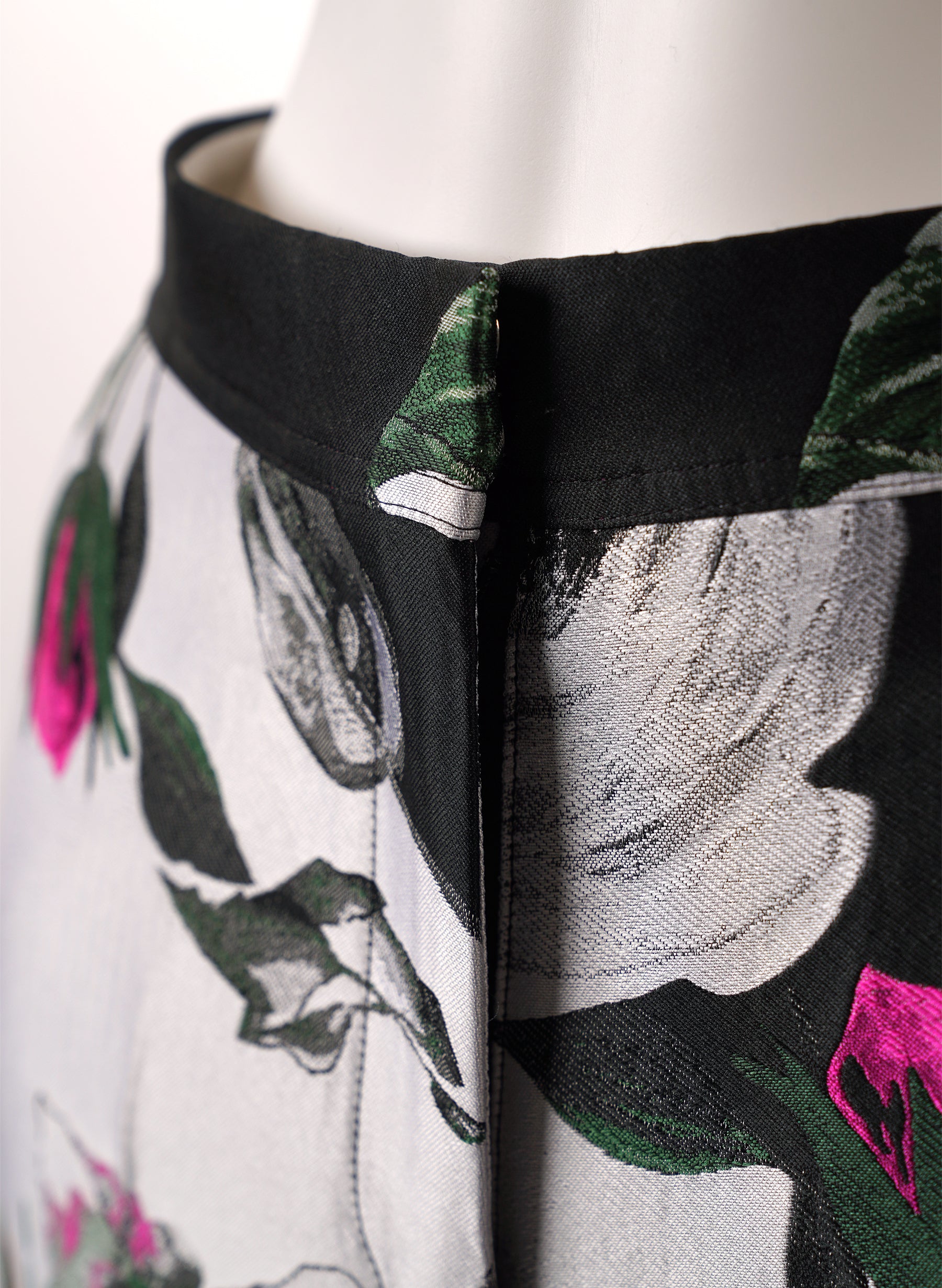 Off-White Wide-Leg Floral-Jacquard Pants