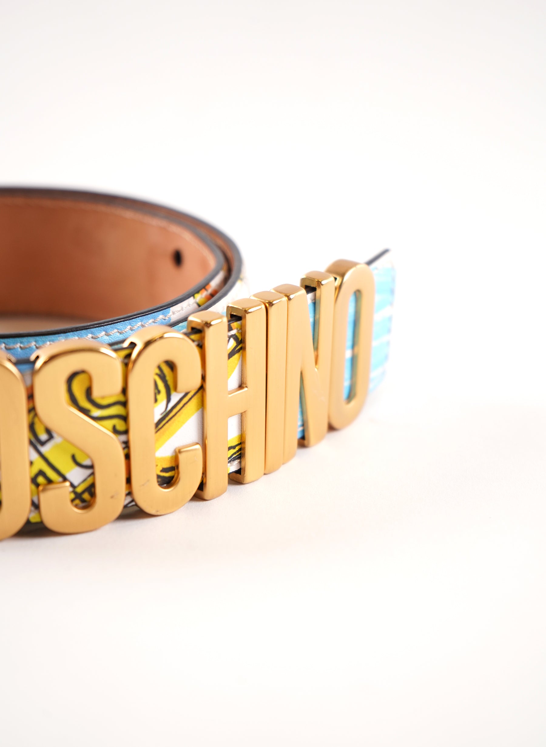 Ceinture Moschino en cuir imprimé avec logo