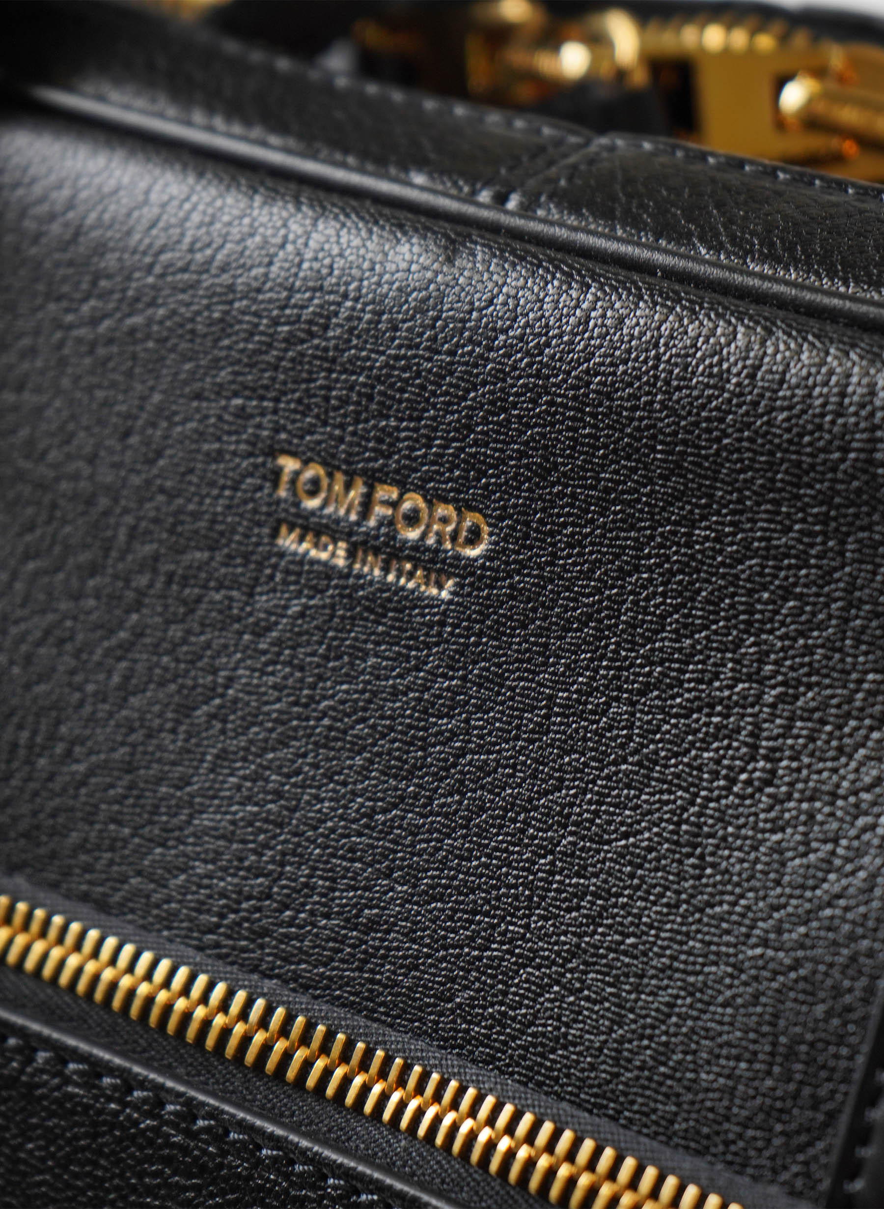 Porte-documents Tom Ford en cuir grainé noir