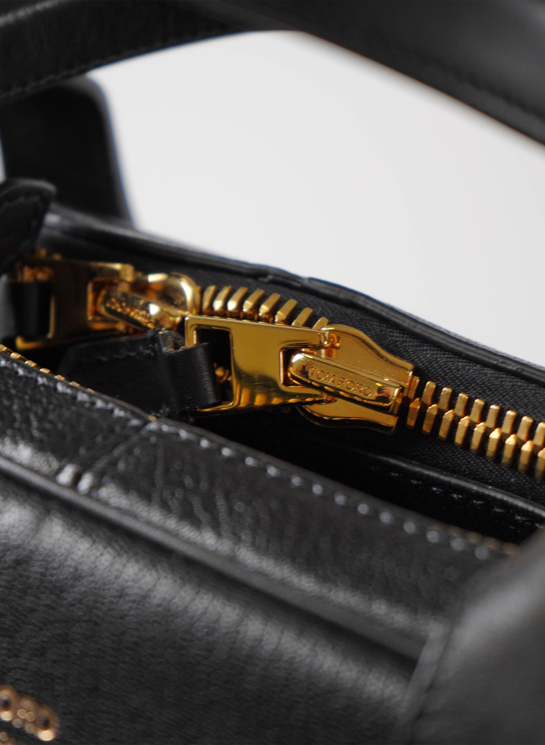Porte-documents Tom Ford en cuir grainé noir