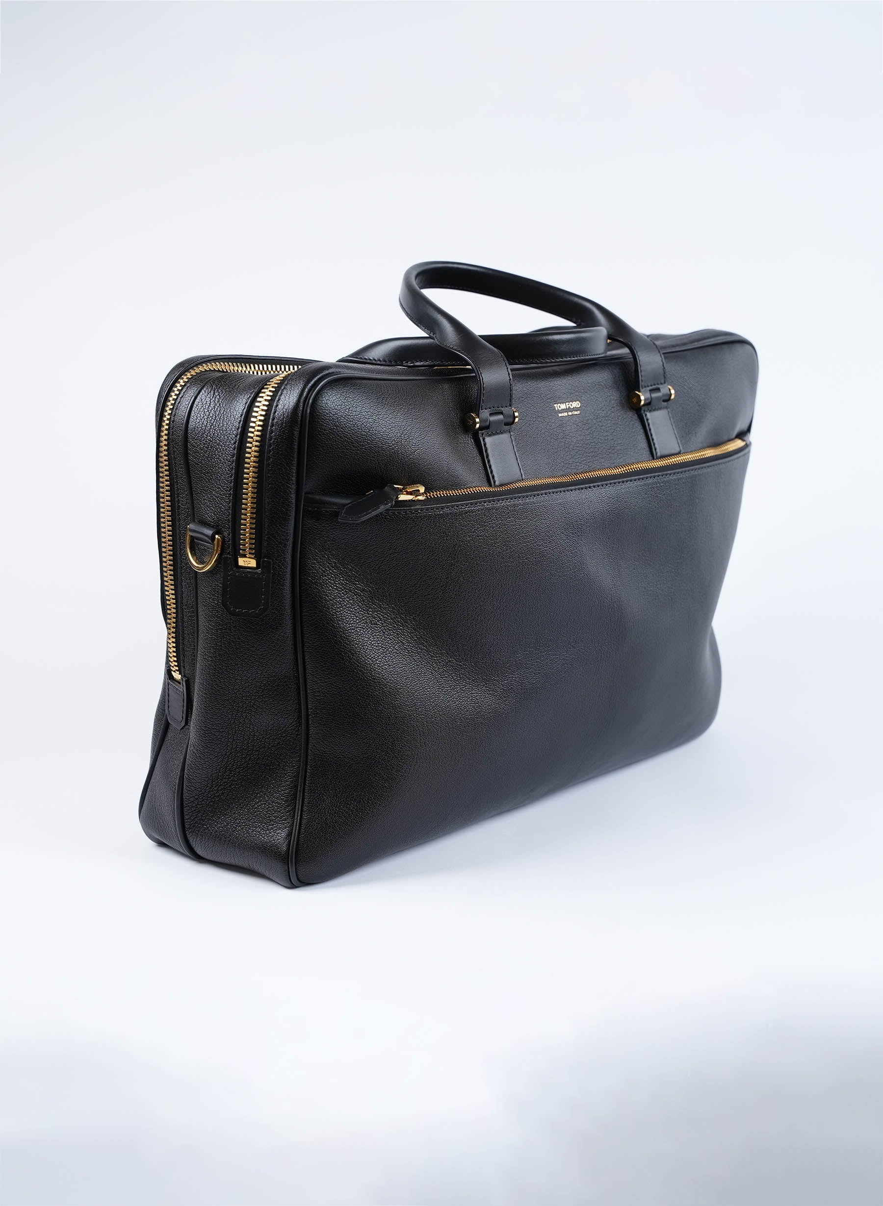 Porte-documents Tom Ford en cuir grainé noir