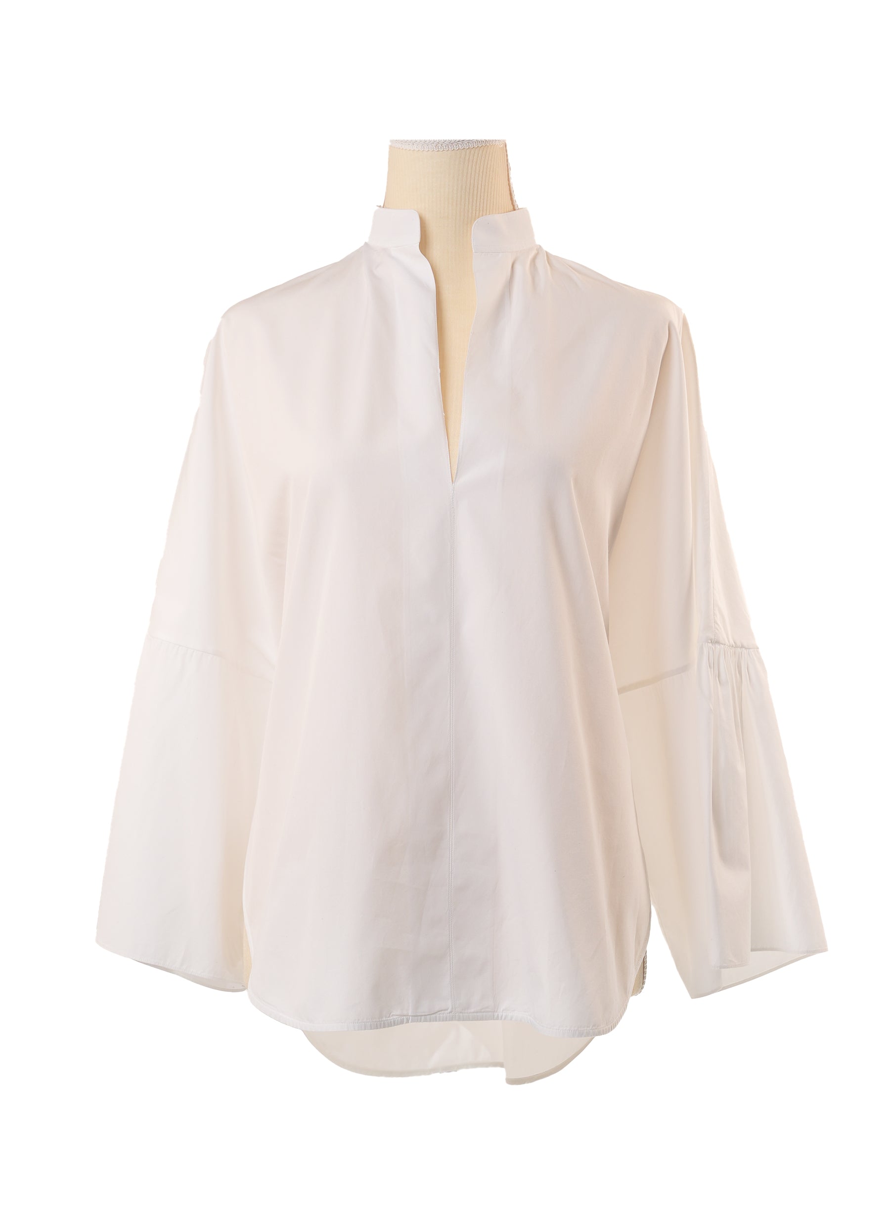 Valentino Mandarin-Collar Wide-Sleeve Cotton Poplin Shirt