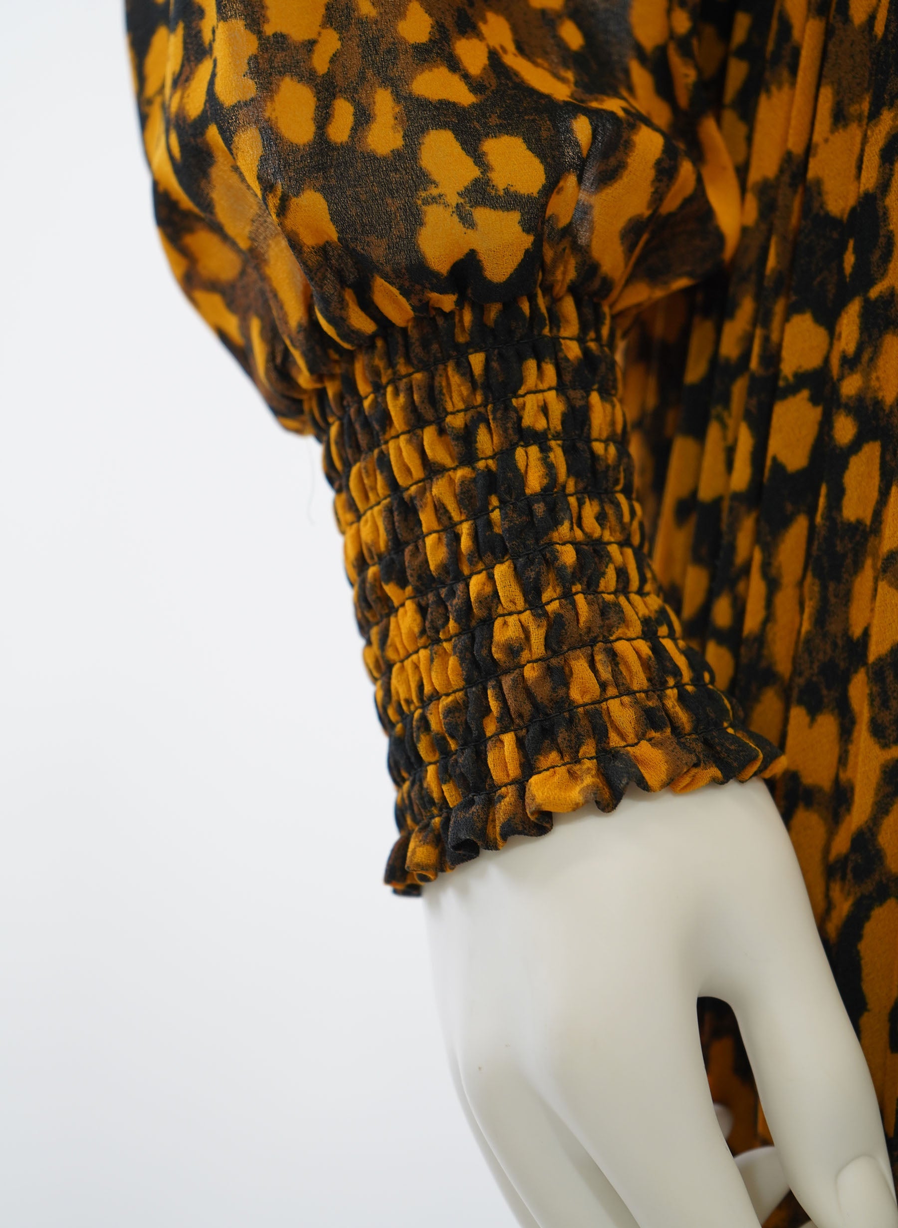 Robe-chemise à manches longues imprimée Lisi de Ba&sh, couleur Safran