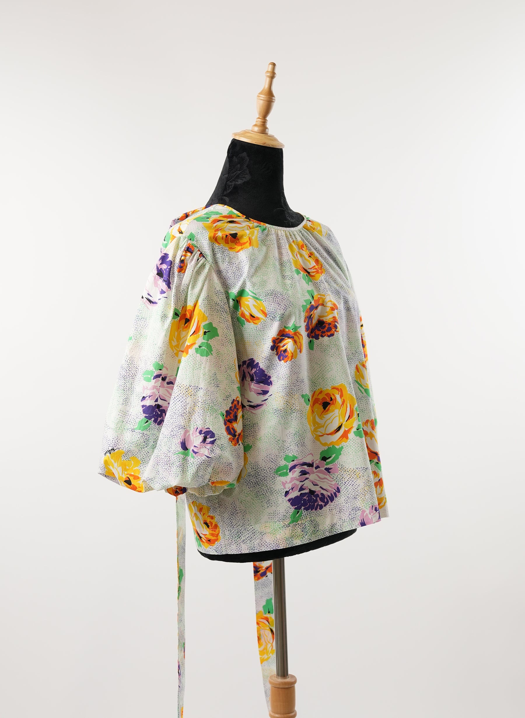 Haut court à col rond imprimé floral MSGM