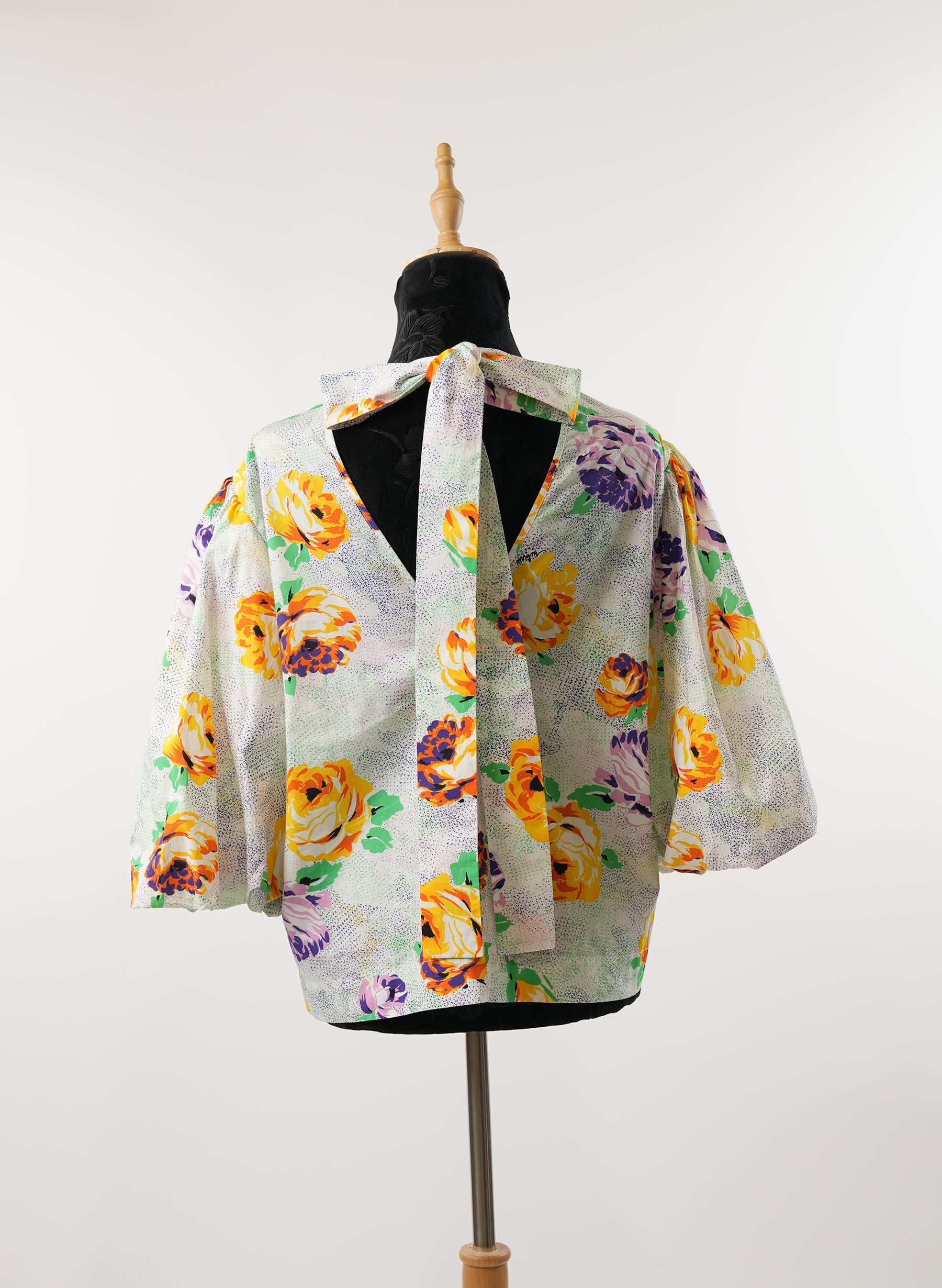 Haut court à col rond imprimé floral MSGM