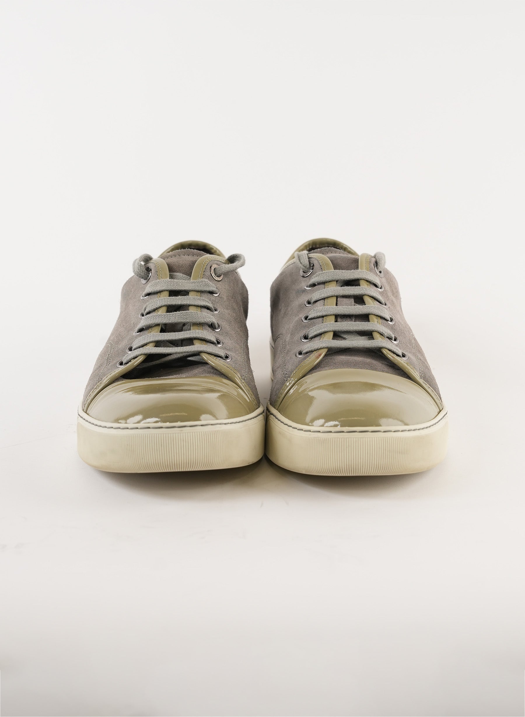 Lanvin Patent and Suede Low Top Sneakers