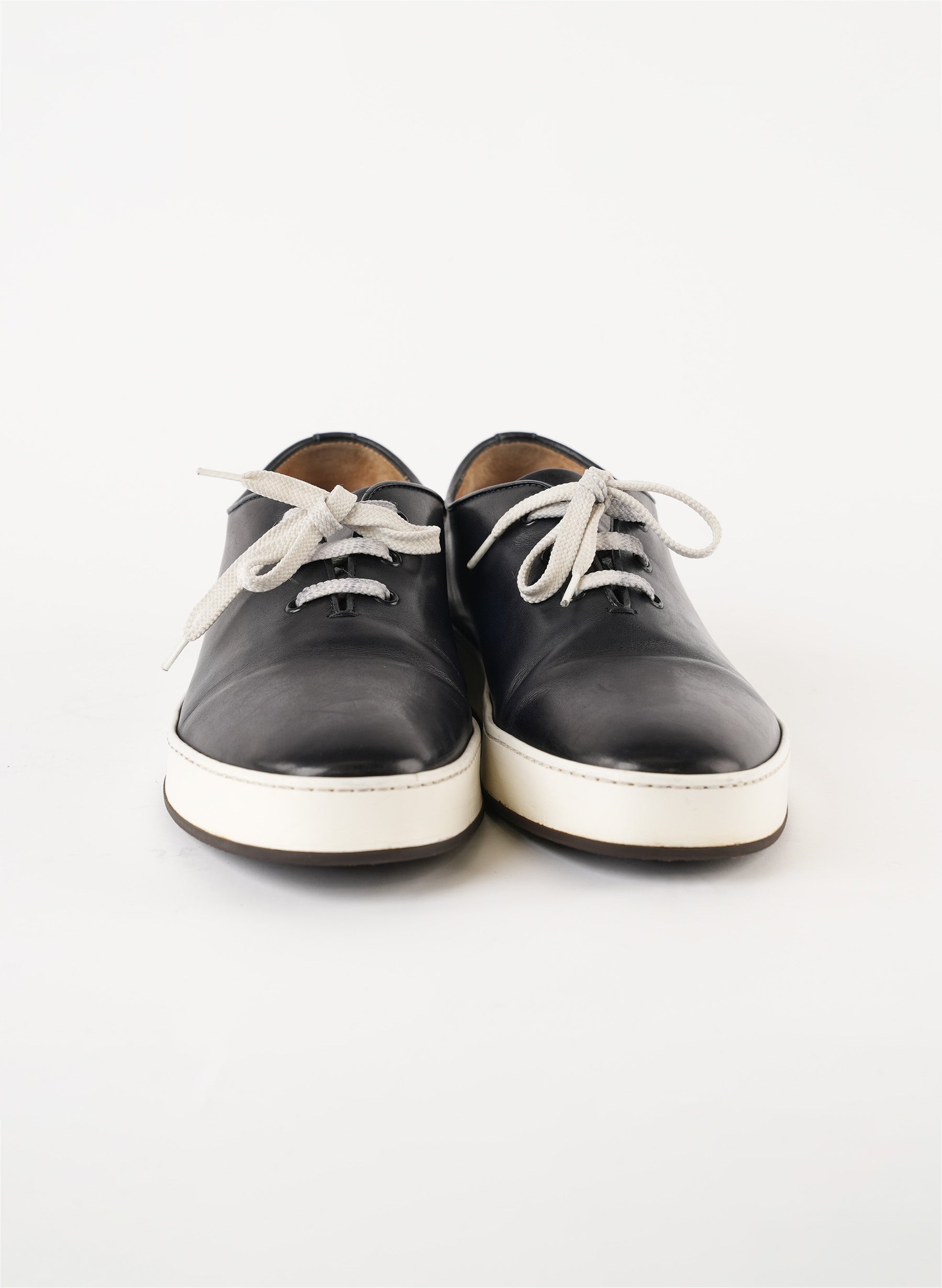 Santoni Navy Leather Sneakers