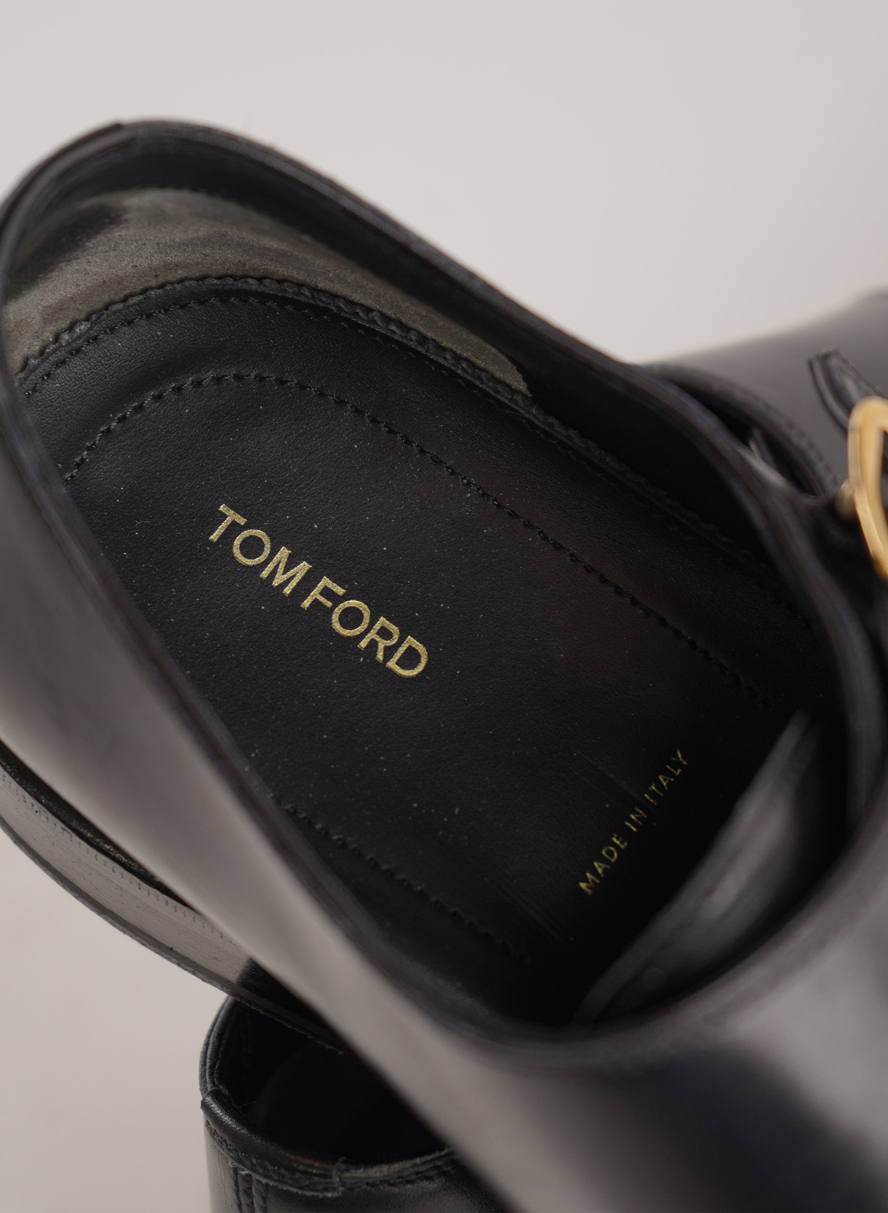 Tom Ford Elkan Burnished Leather Monk Strap Shoes