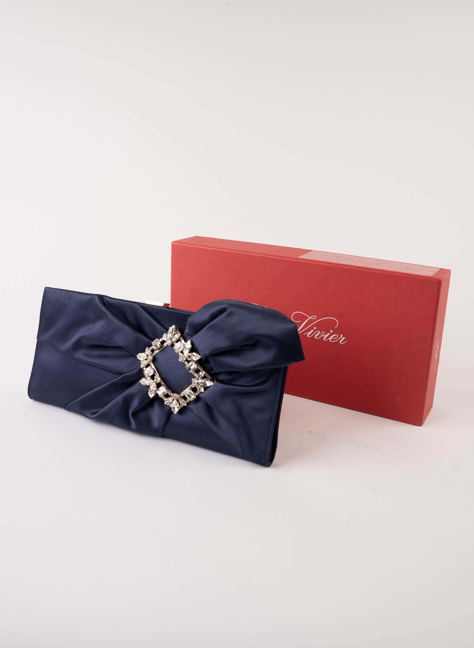 Roger Vivier Broche Drape Satin Clutch