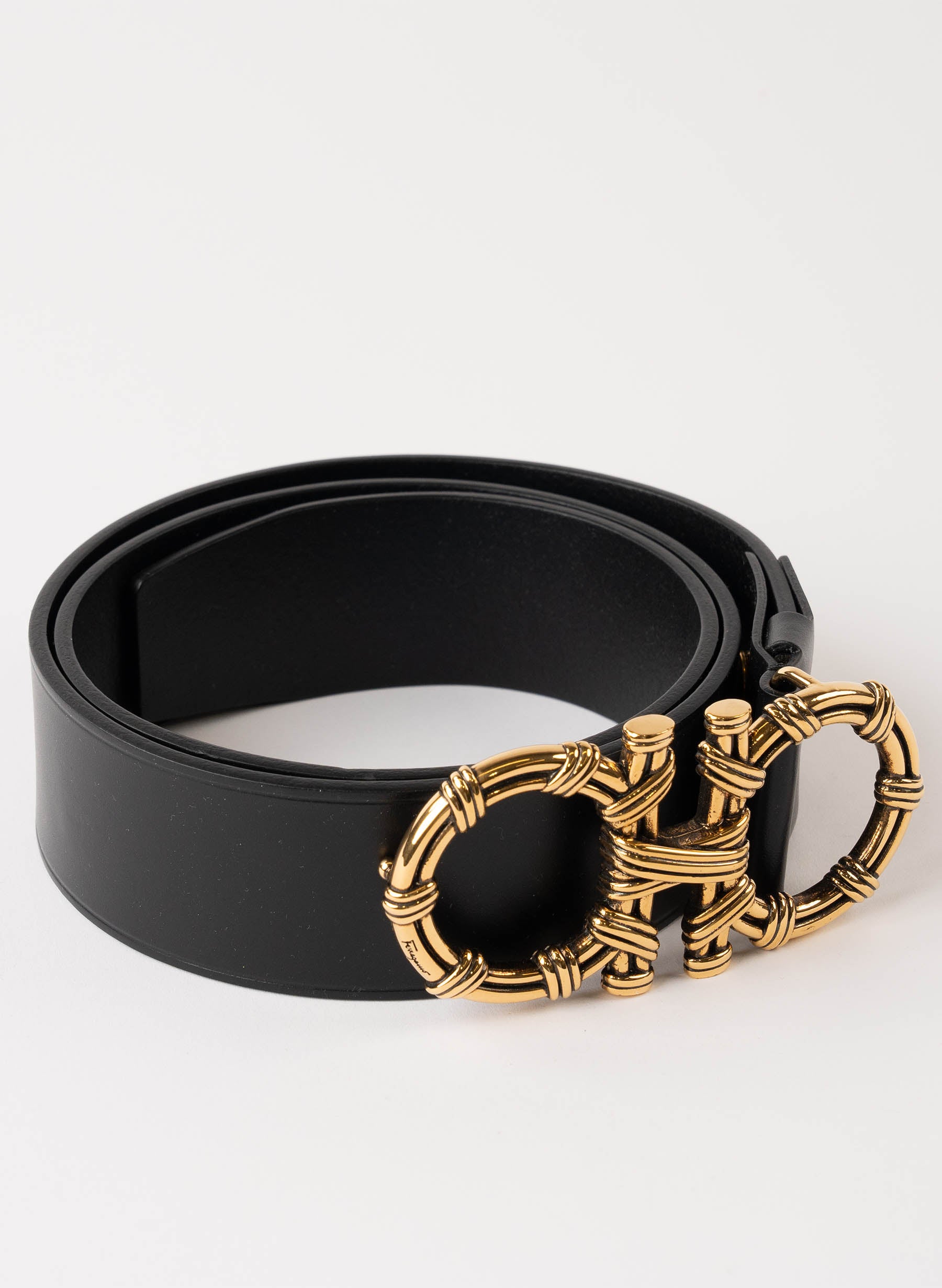 Salvatore Ferragamo Gancini Bamboo Leather Belt