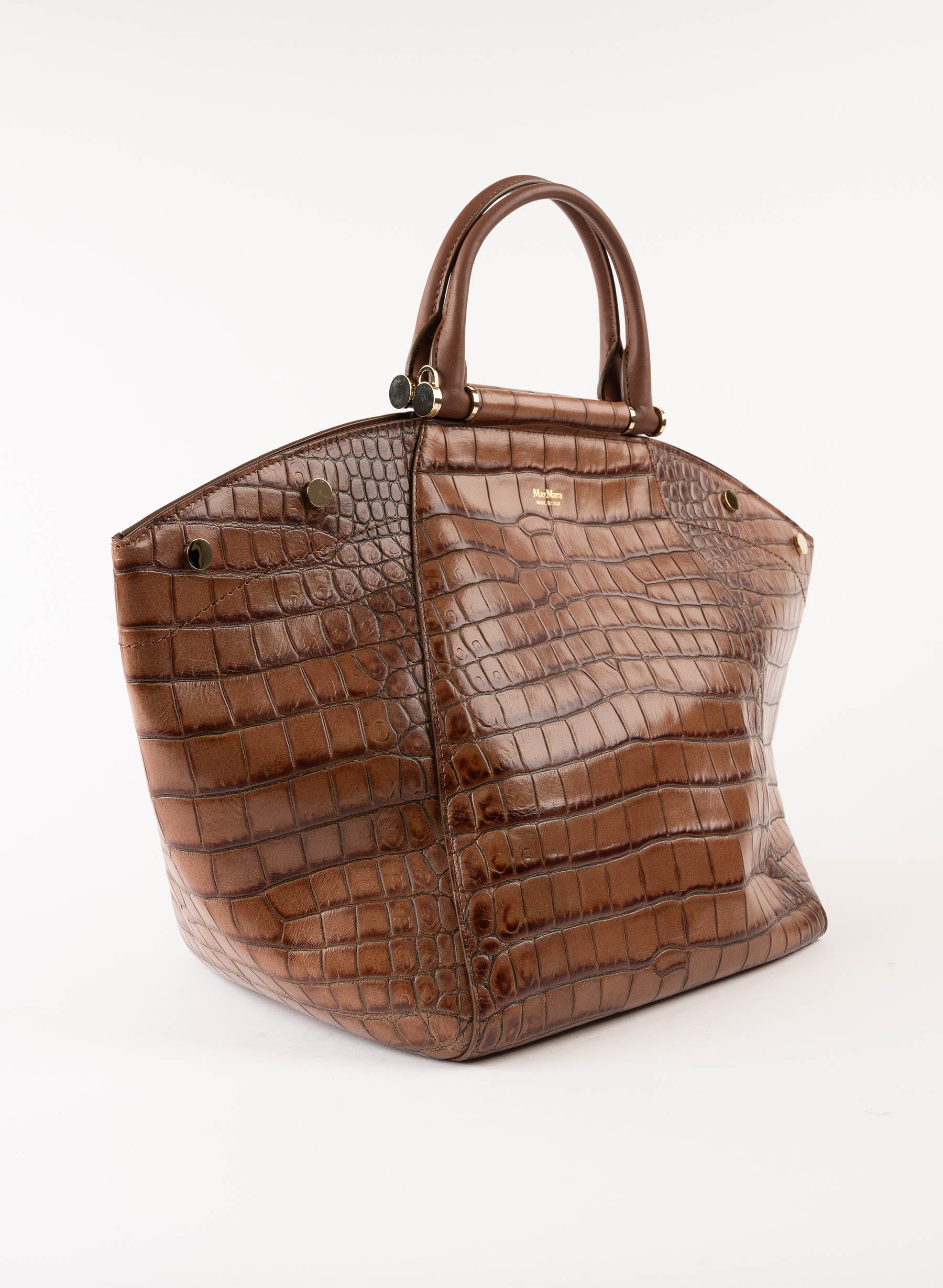 MAXMARA Anita S2 Croc Embossed Leather Bag