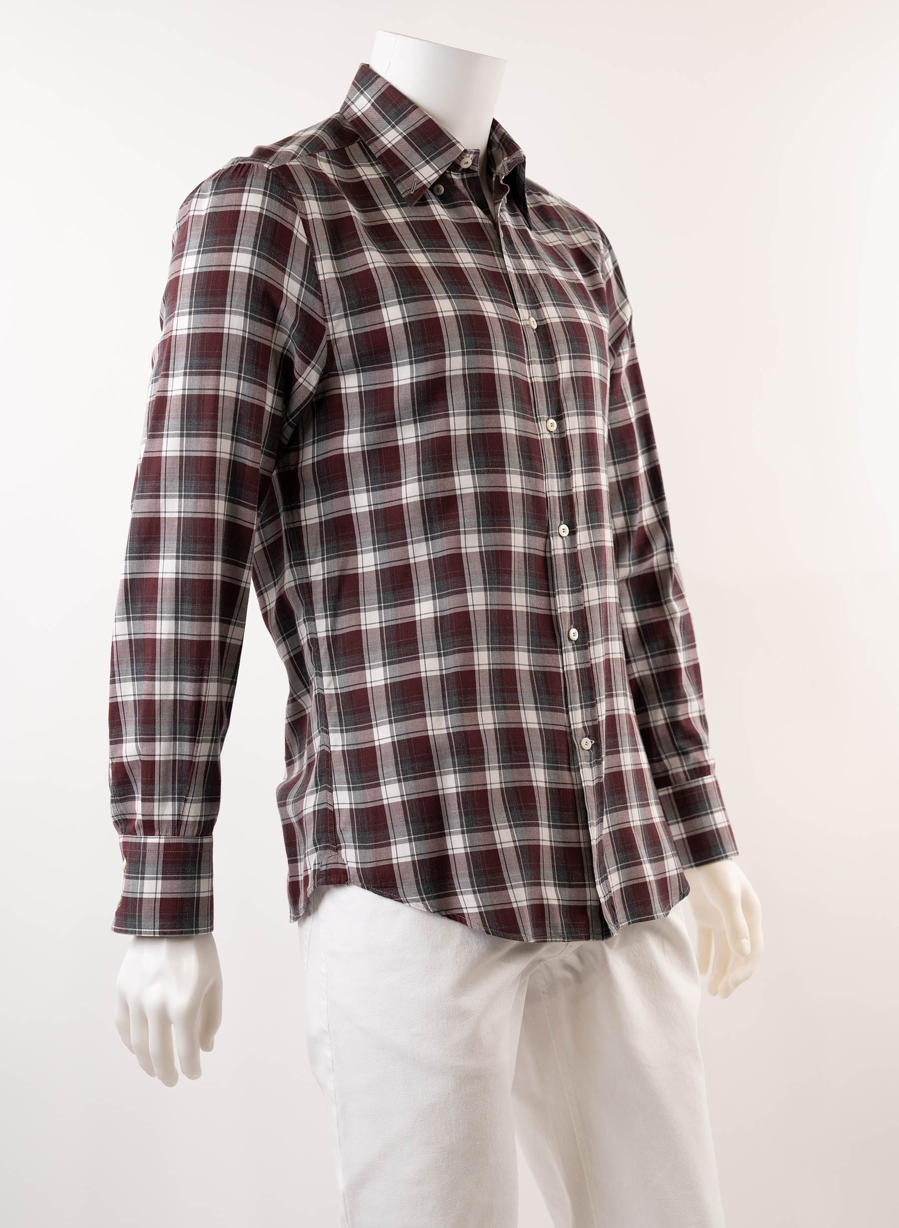 Brunello Cucinelli Plaid Print Long Sleeve Shirt