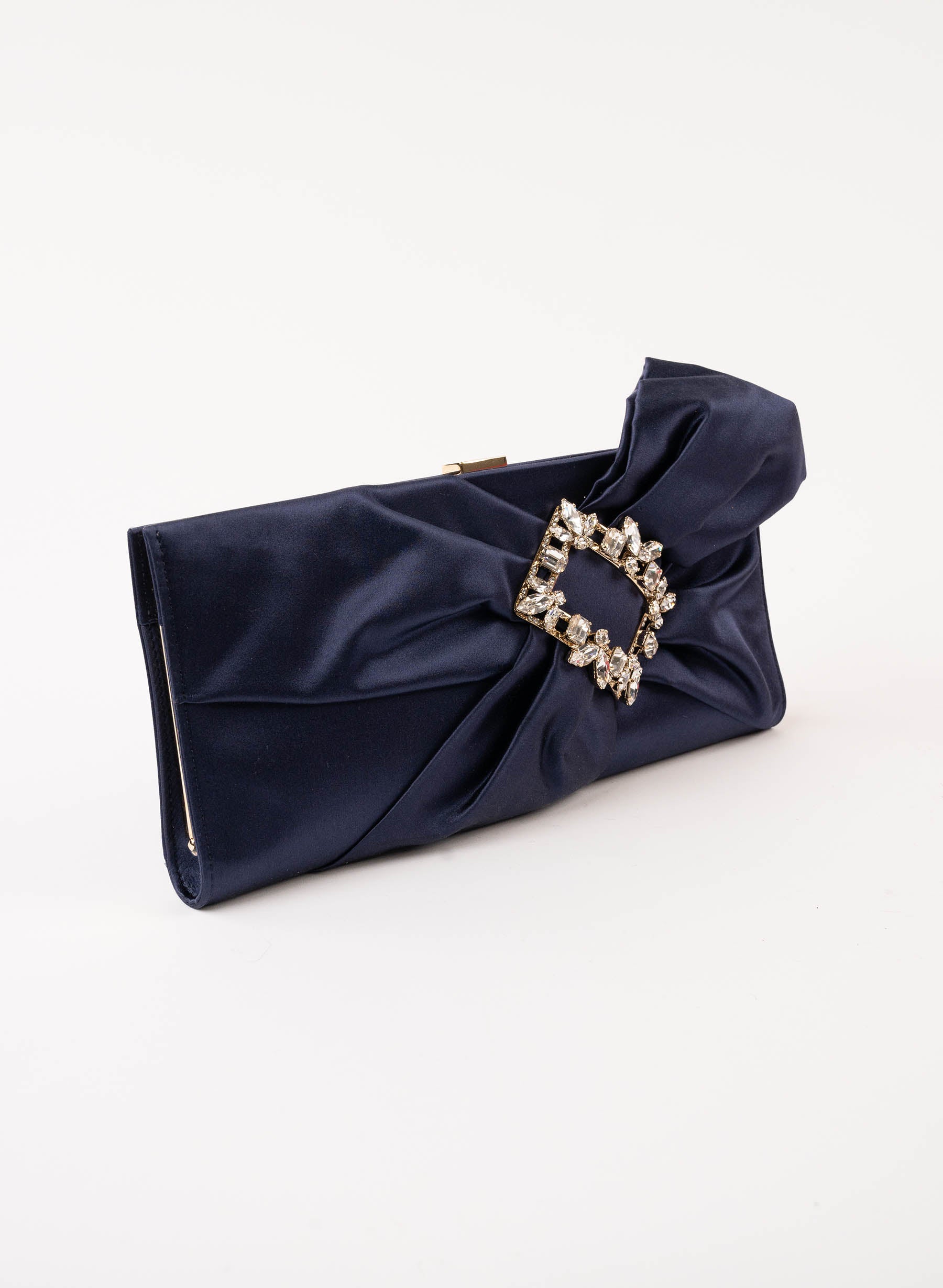 Roger Vivier Broche Drape Satin Clutch