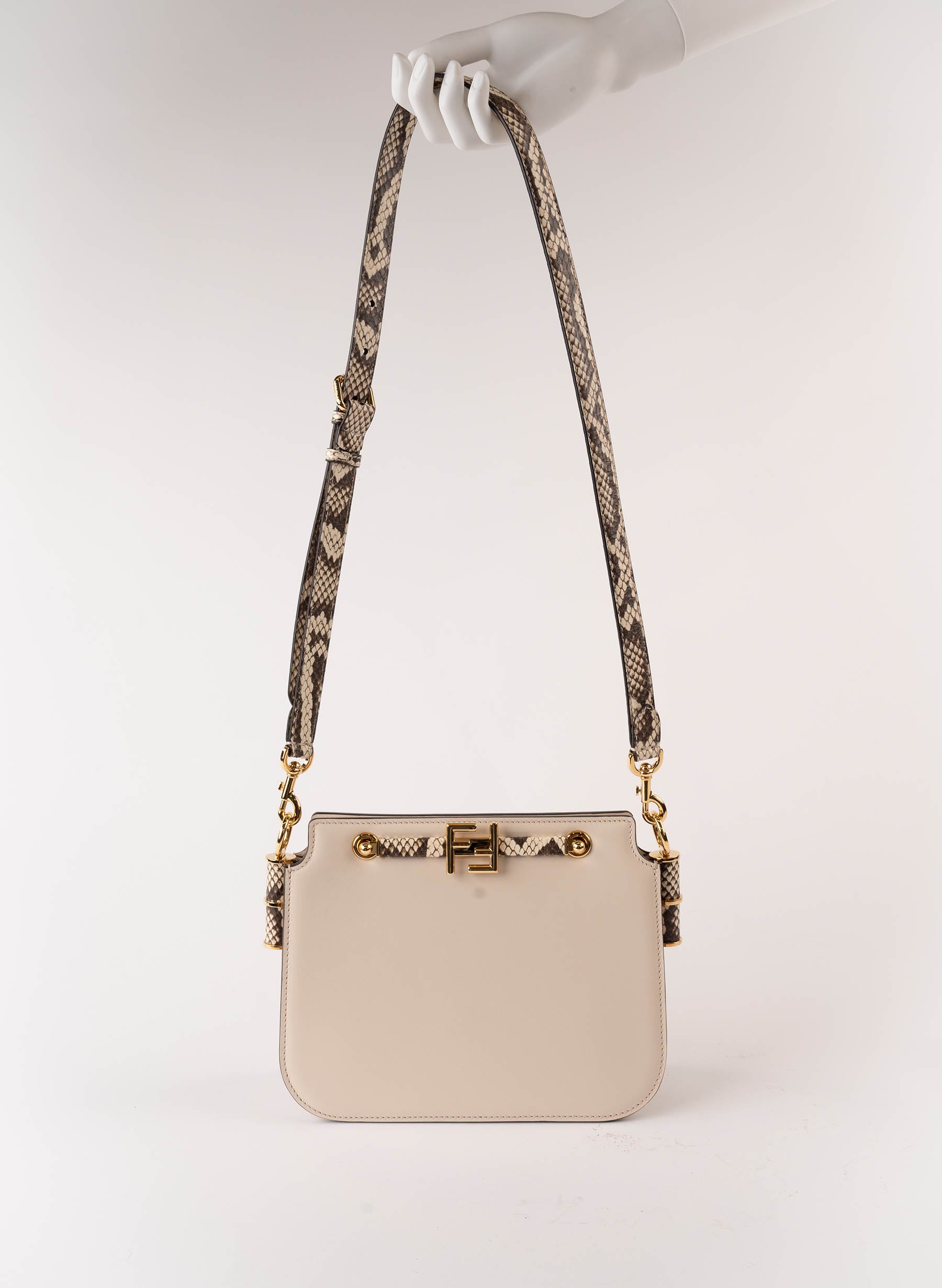 Fendi Touch Snake-Print Calfskin Shoulder Bag