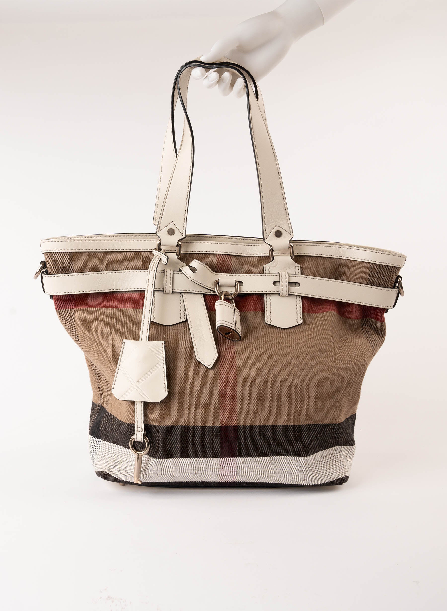 Burberry Canvas Mega Check Medium Traveler Tote