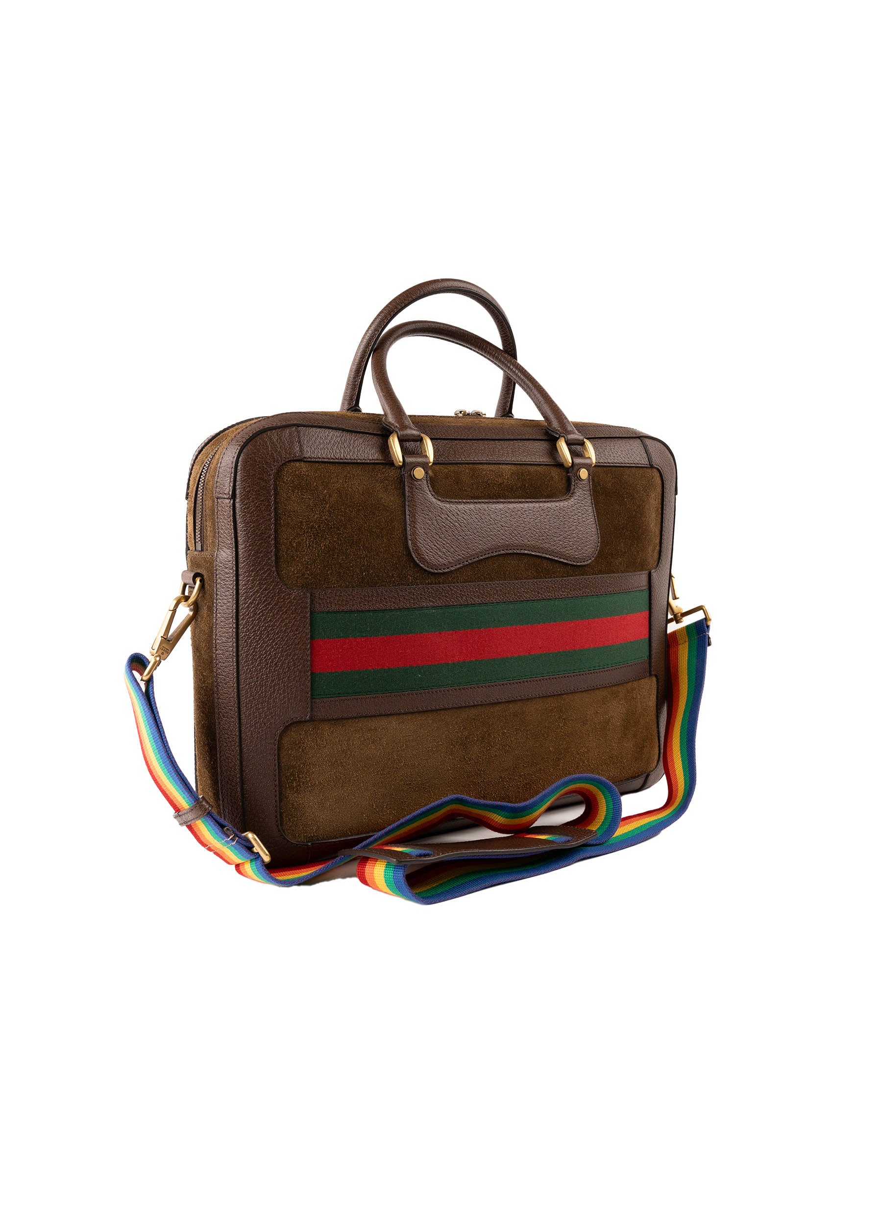 Gucci Rainbow Web Briefcase GG Coated Canvas