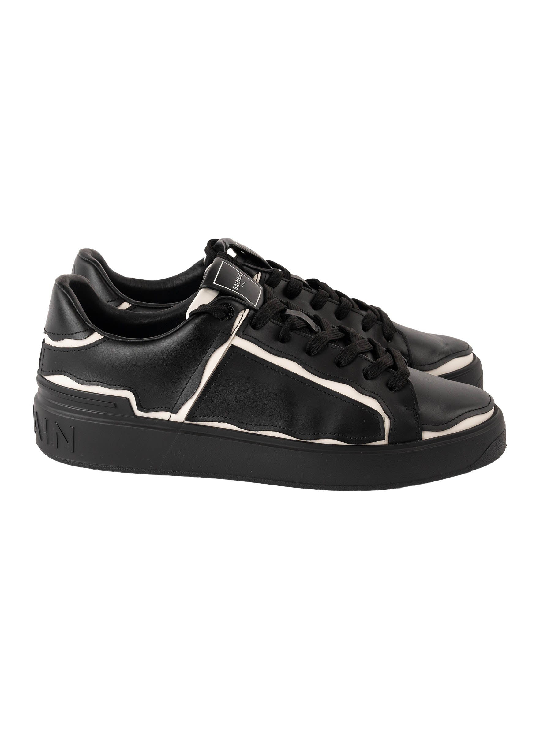 Balmain B-Court Contrasting Trim Sneakers