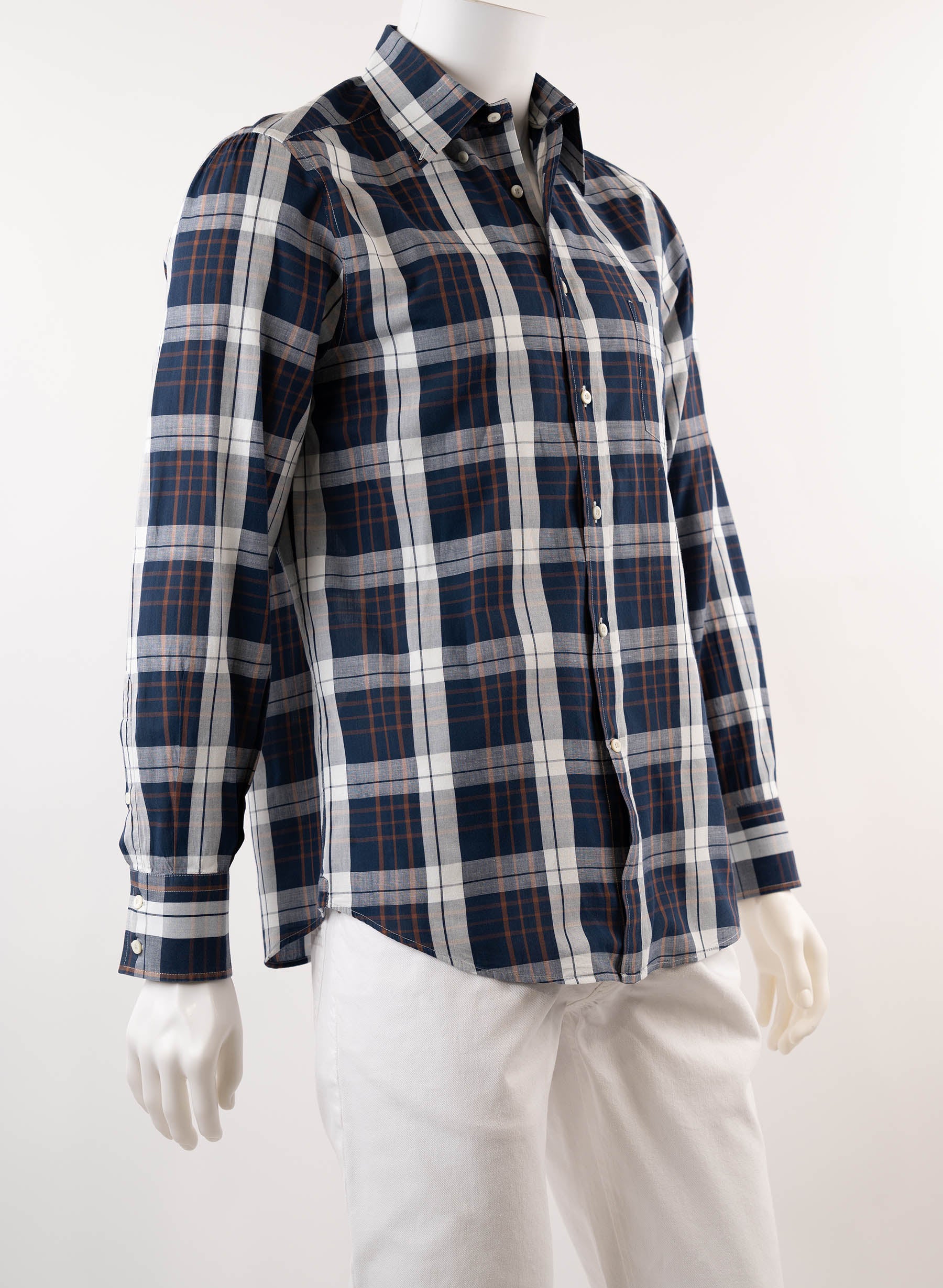 Brunello Cucinelli Plaid Print Long Sleeve Shirt