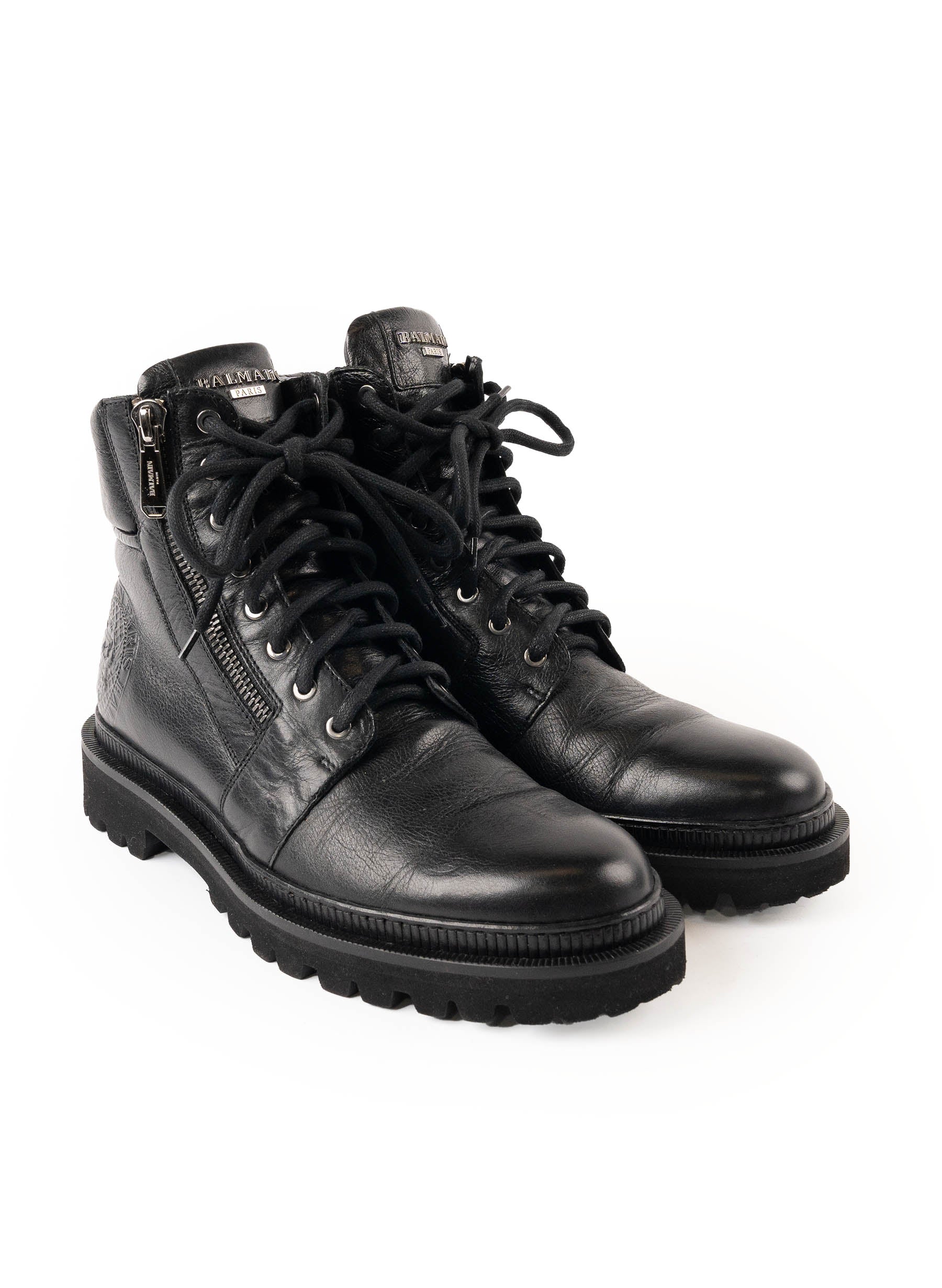 Balmain Army Ranger Logo-Embossed Leather Combat Boots