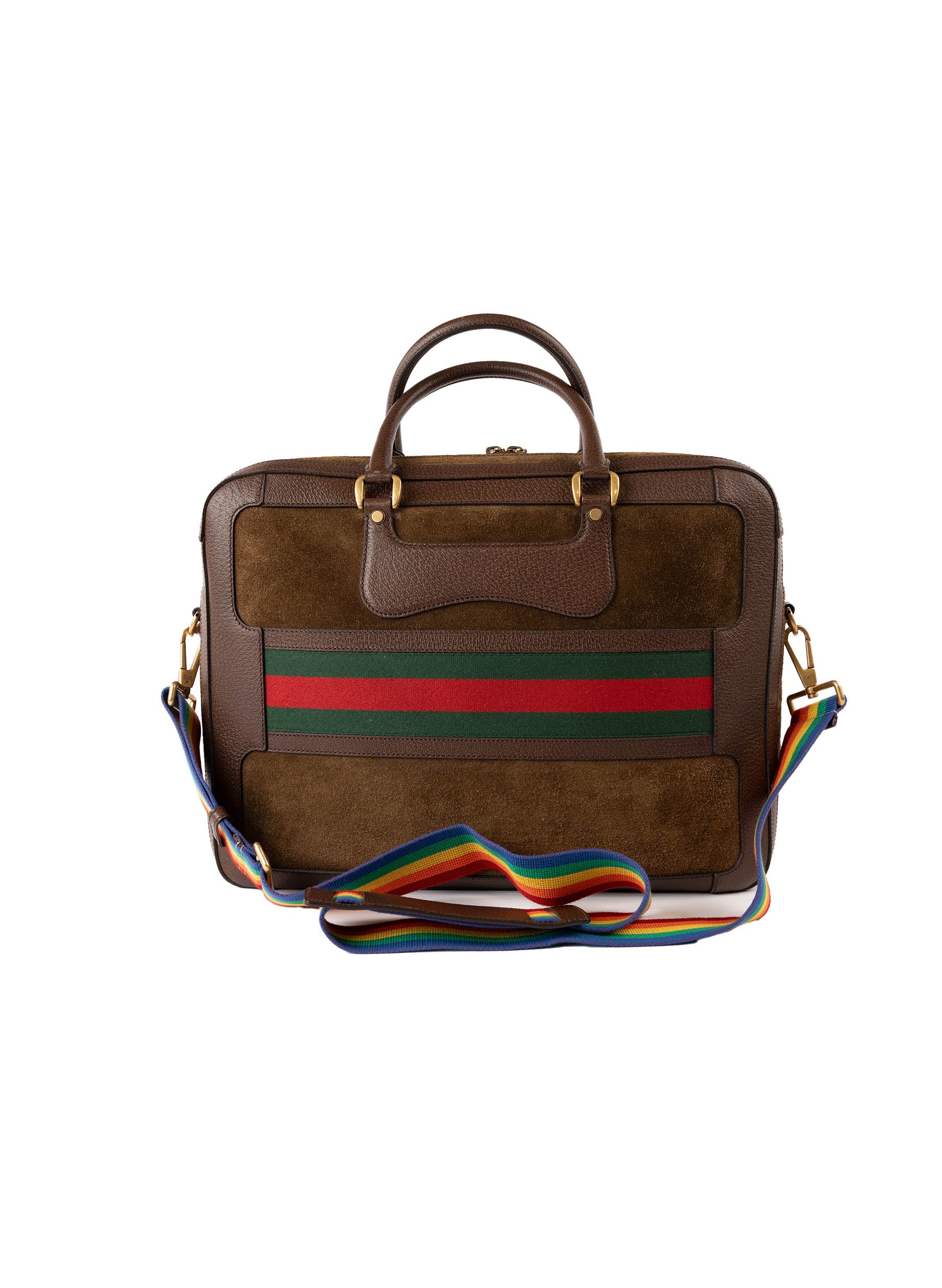 Gucci Rainbow Web Briefcase GG Coated Canvas