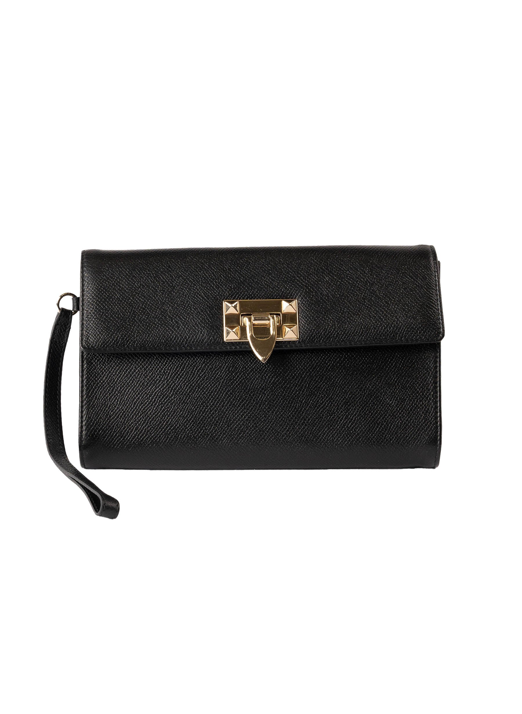 Valentino Rockstud Flap Clutch w/ Wristlet Strap