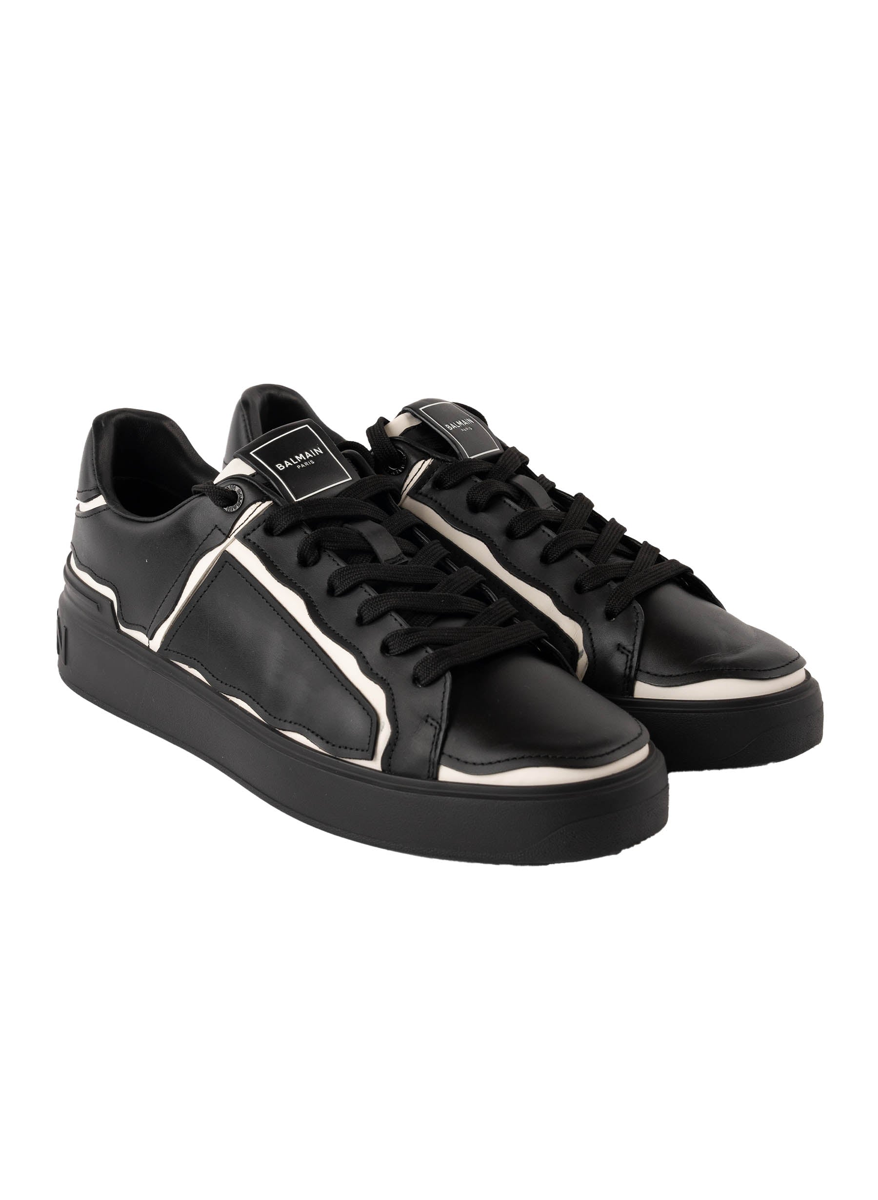 Balmain B-Court Contrasting Trim Sneakers