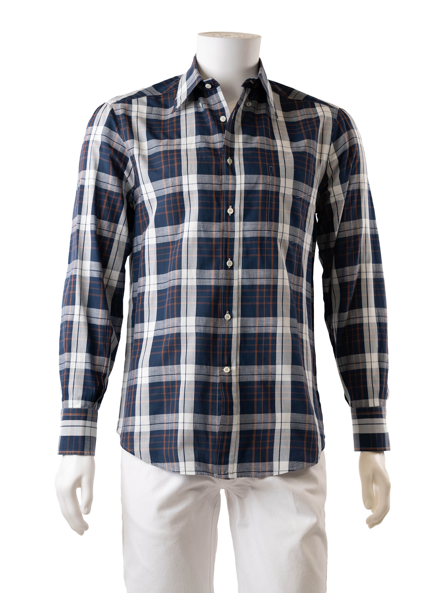 Brunello Cucinelli Plaid Print Long Sleeve Shirt