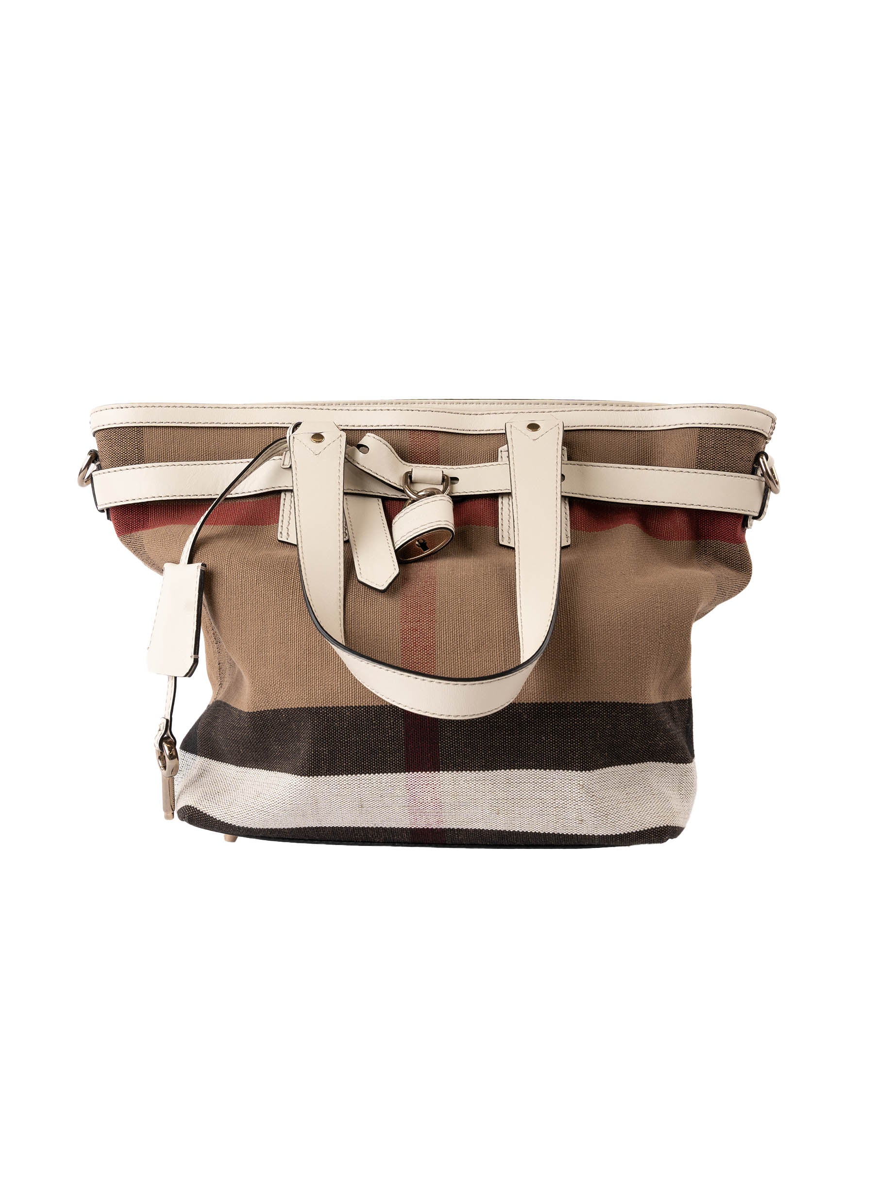 Burberry Canvas Mega Check Medium Traveler Tote