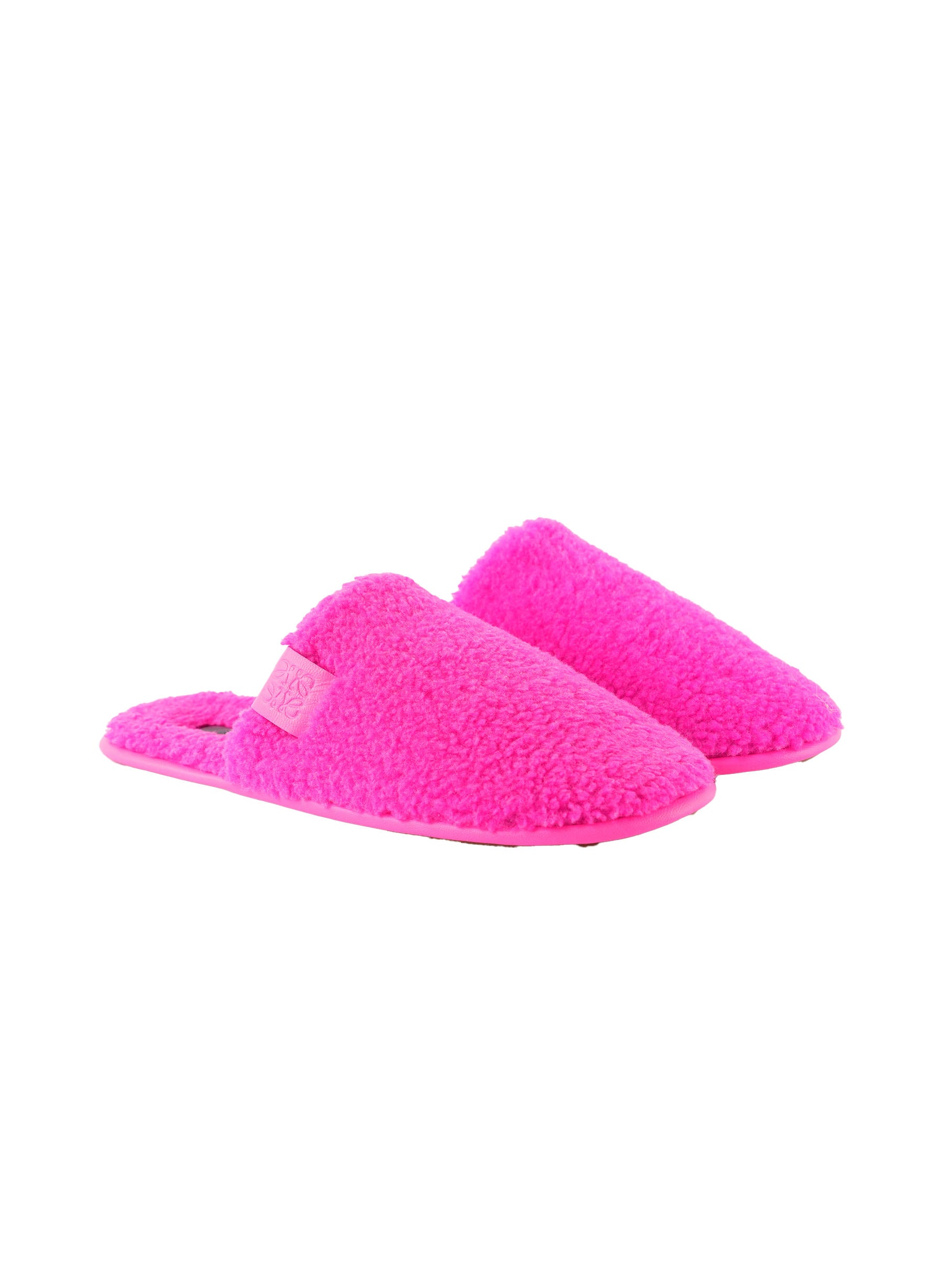 Loewe Neon Leather Trimmed Fleece Slippers